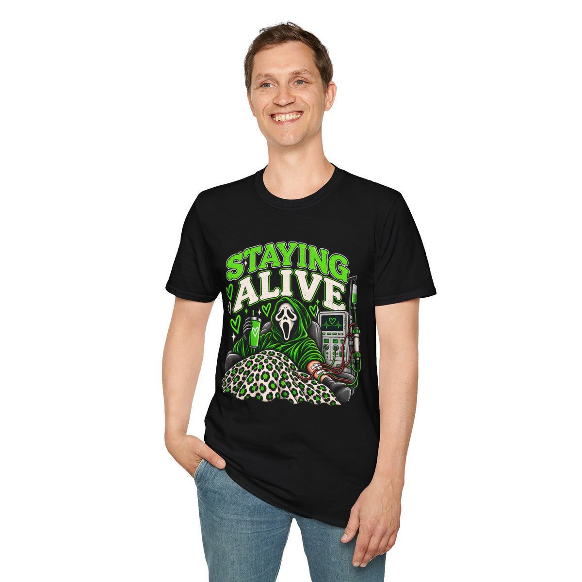 Staying Alive Dialysis Softstyle T-Shirt – Funny Kidney Awareness Tee