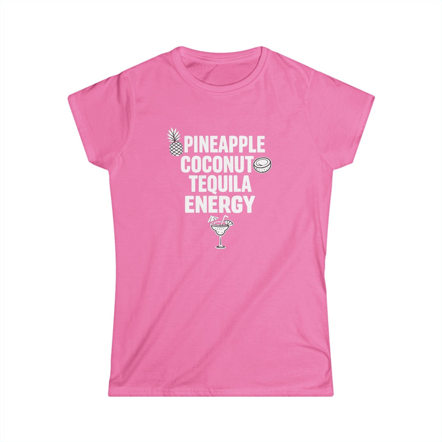 Pineapple Coconut Tequila Energy Women's Tee – Tropical Cocktail Graphic Shirt