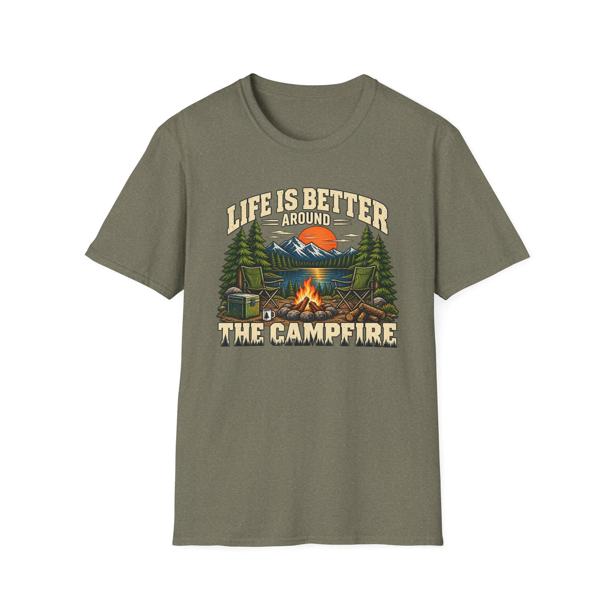 Campfire Therapy – Funny Camping & Outdoors Tee