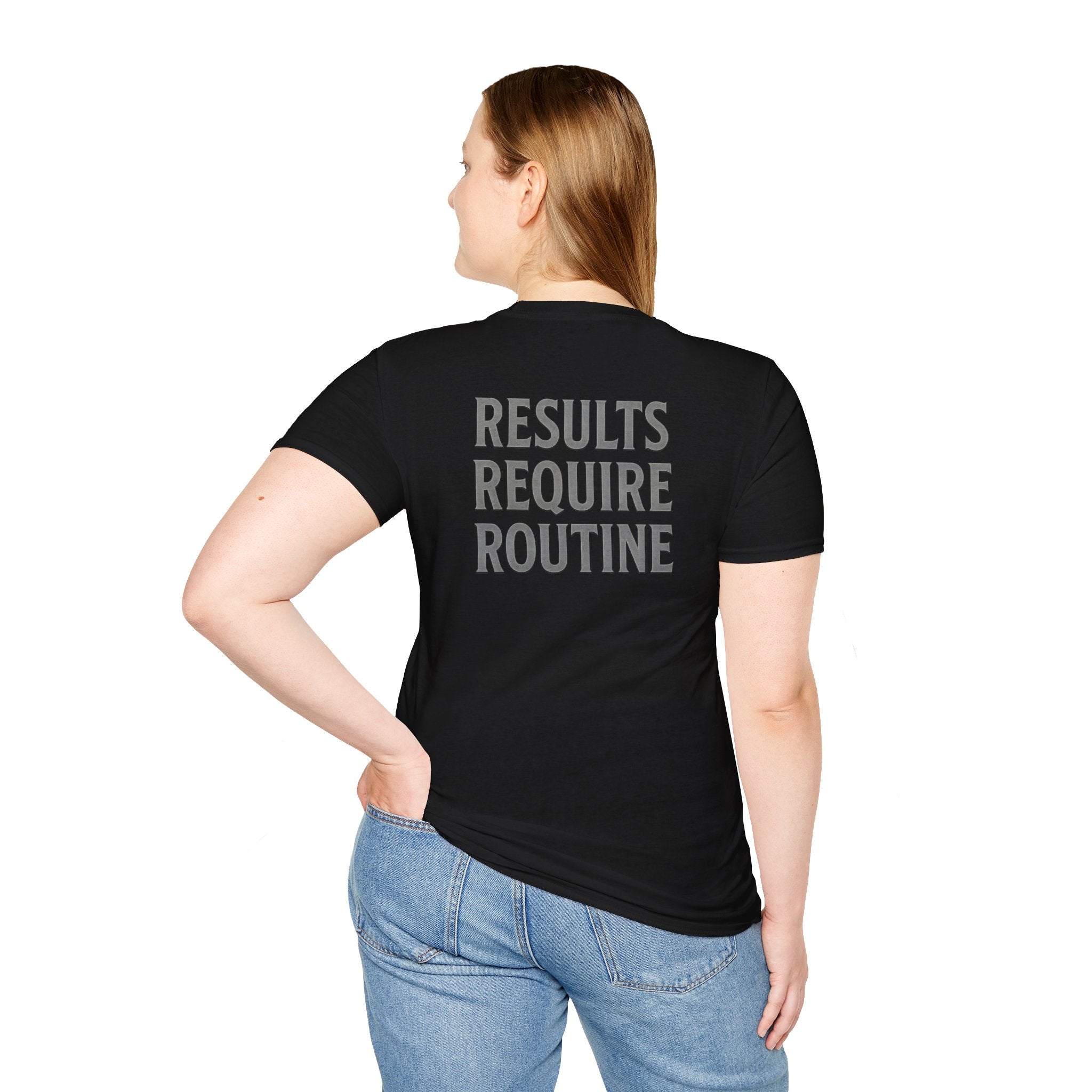 Results Require Routine T-Shirt — Motivational Gym & Fitness Tee