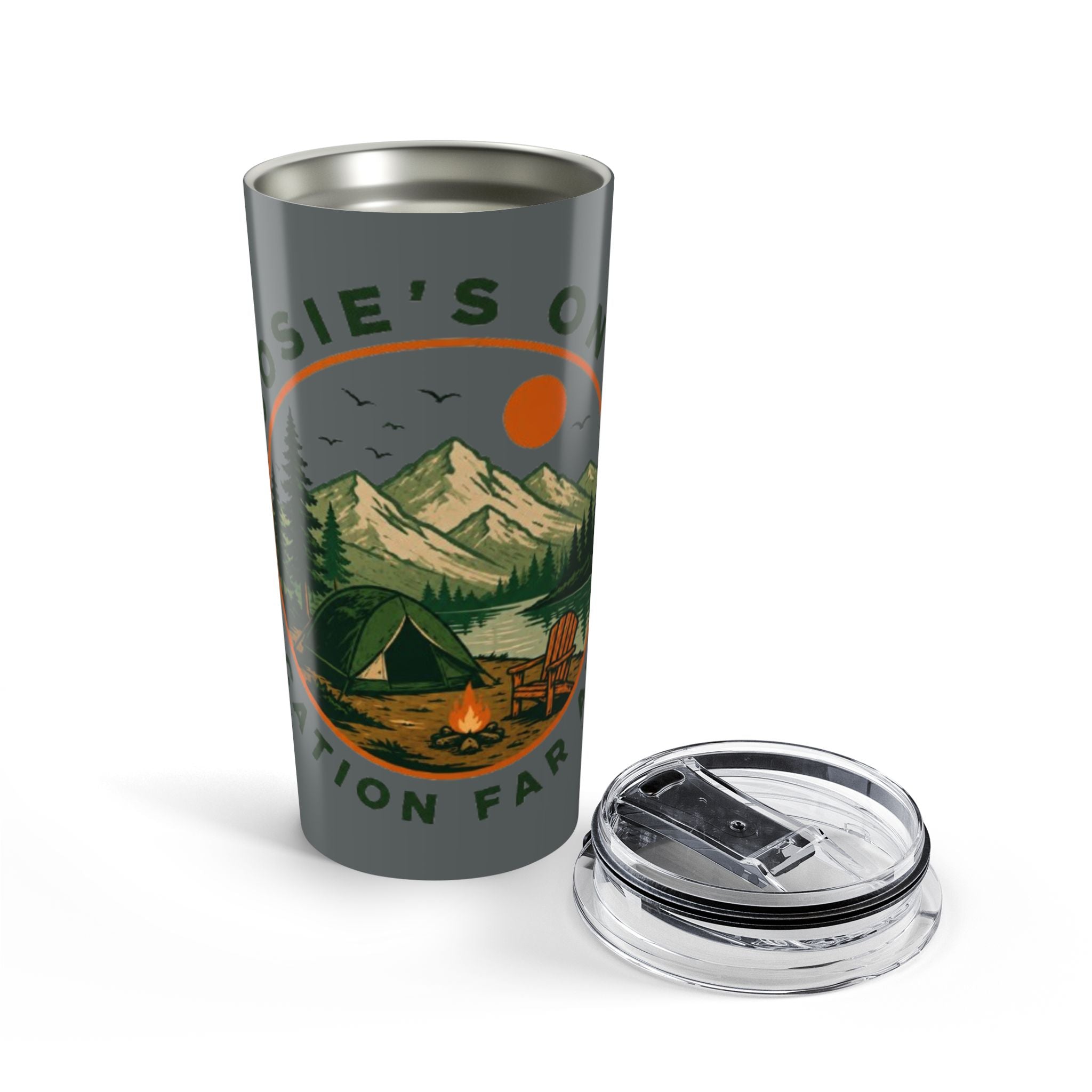 20oz Camping Tumbler - Mountain Campfire Adventure Travel Mug