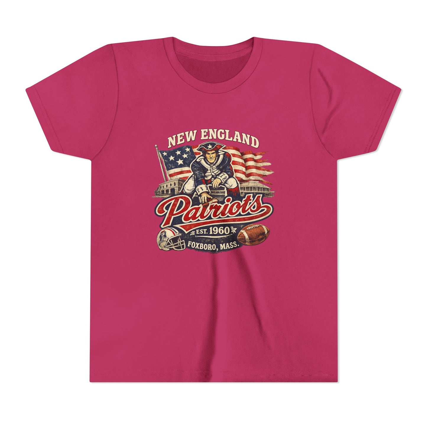 Youth Patriots T‑Shirt – New England Football Vintage Flag Design