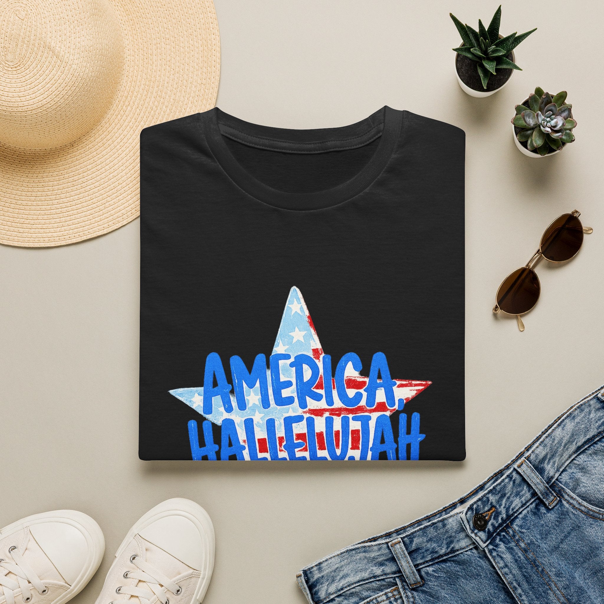 America Hallelujah T-Shirt — Patriotic Fourth of July Star Tee