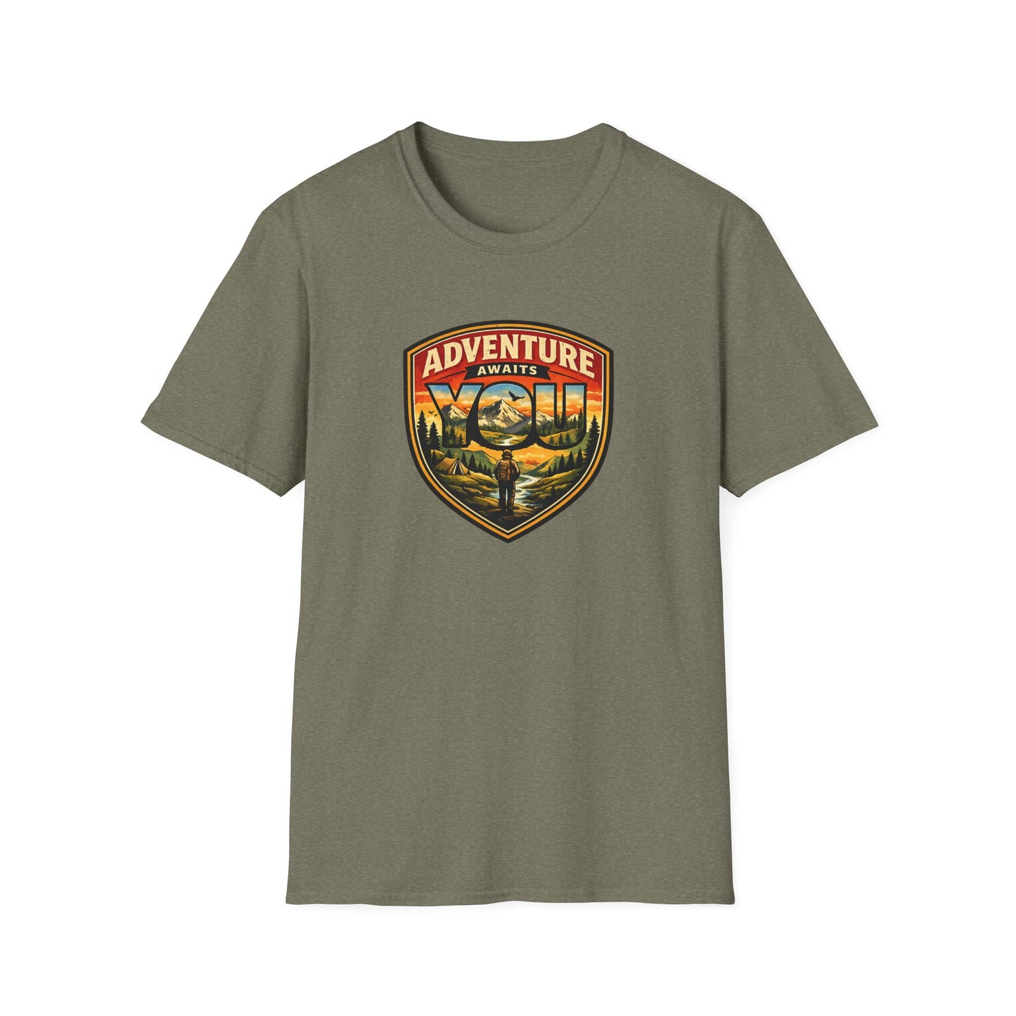 Adventure Awaits You Vintage Mountain Tee | Outdoor Graphic Shirt | Hiking Camping Nature Shirt