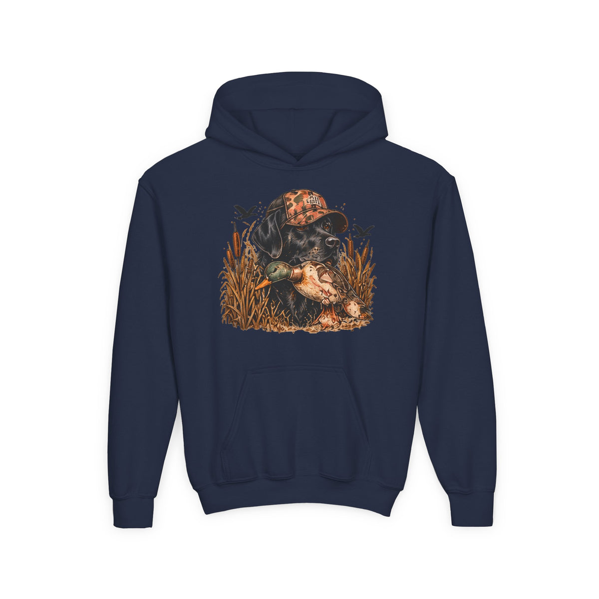 Duck Hunting Black Lab Kids Hoodie