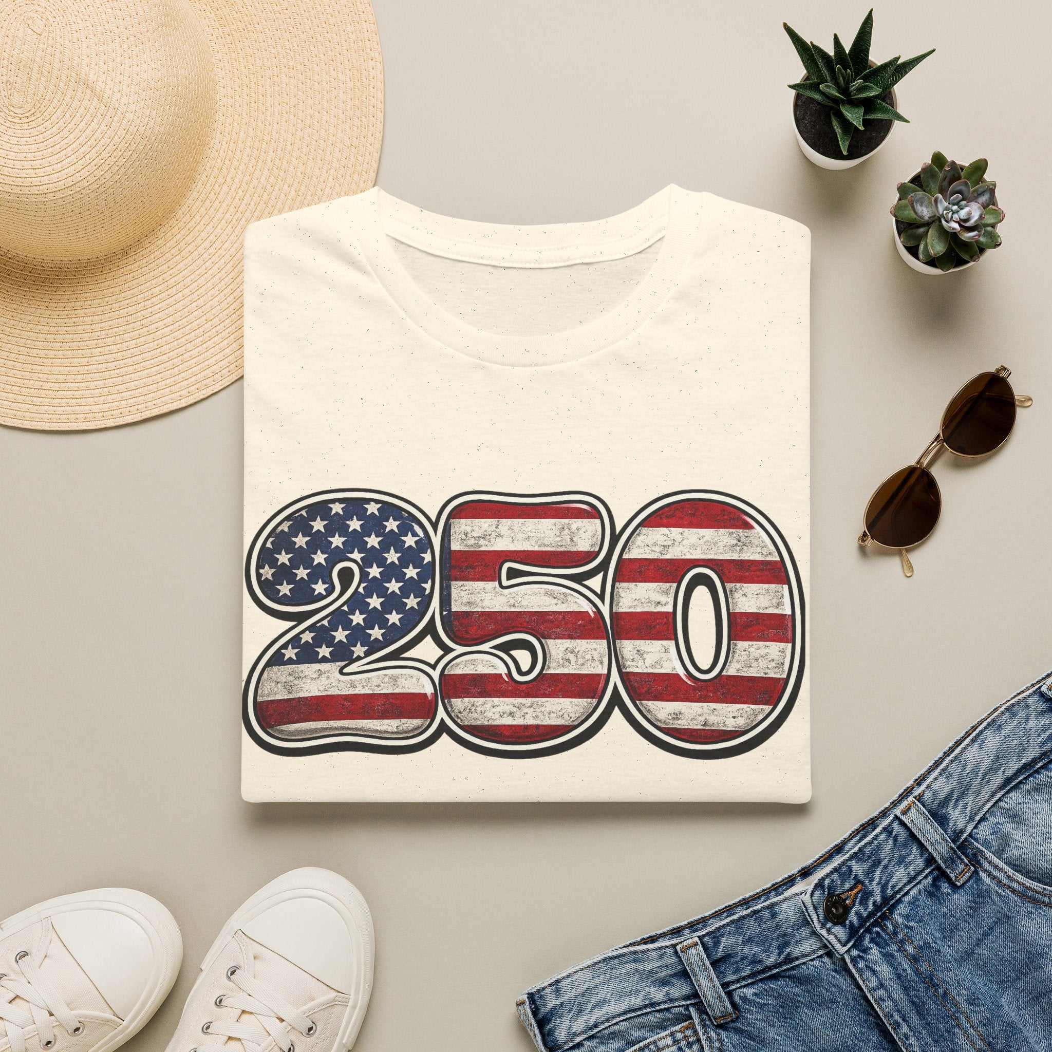 250 USA Flag T-Shirt — Patriotic Number Graphic Tee