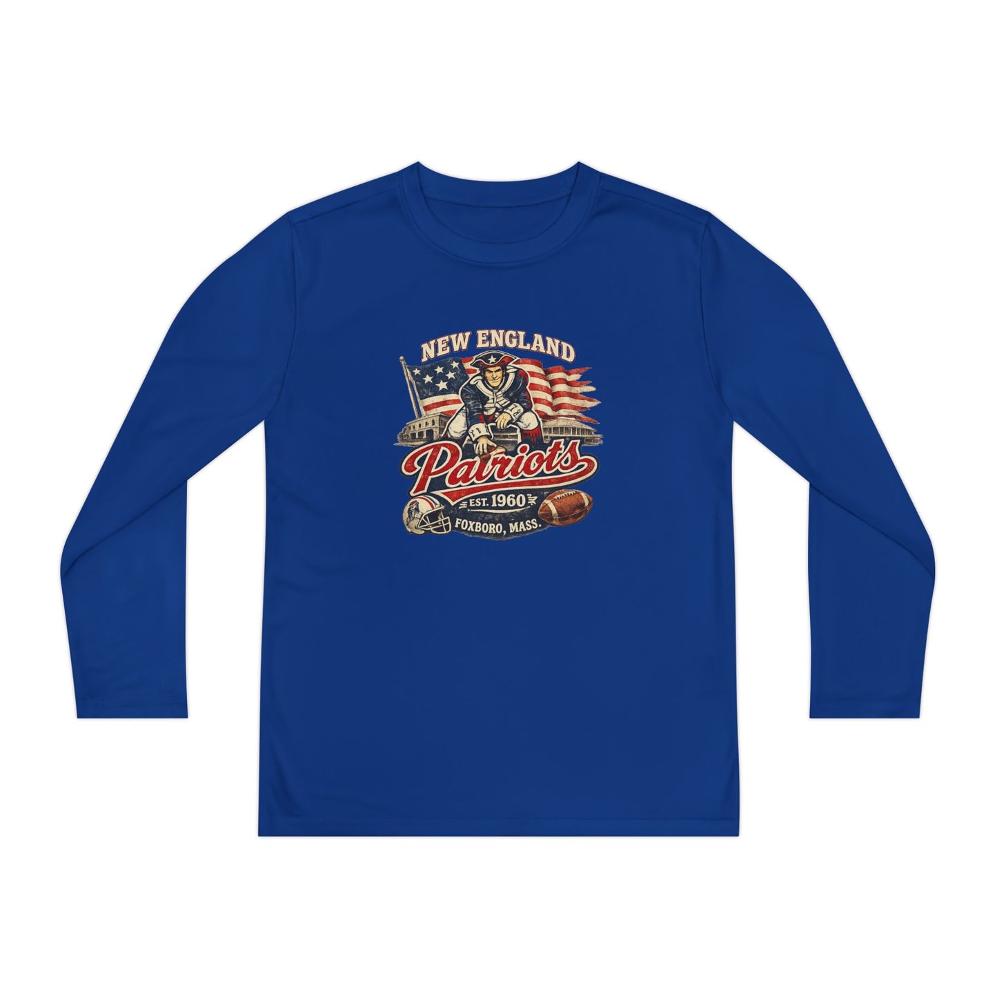 Youth Long Sleeve Patriots Tee – New England Vintage Football Design