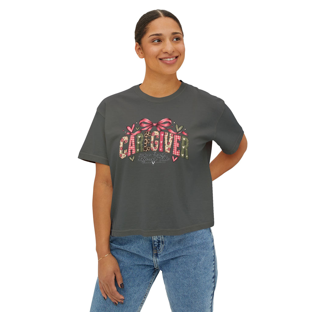 Caregiver — Same Heart, Different Title | Comfort Colors Boxy Tee