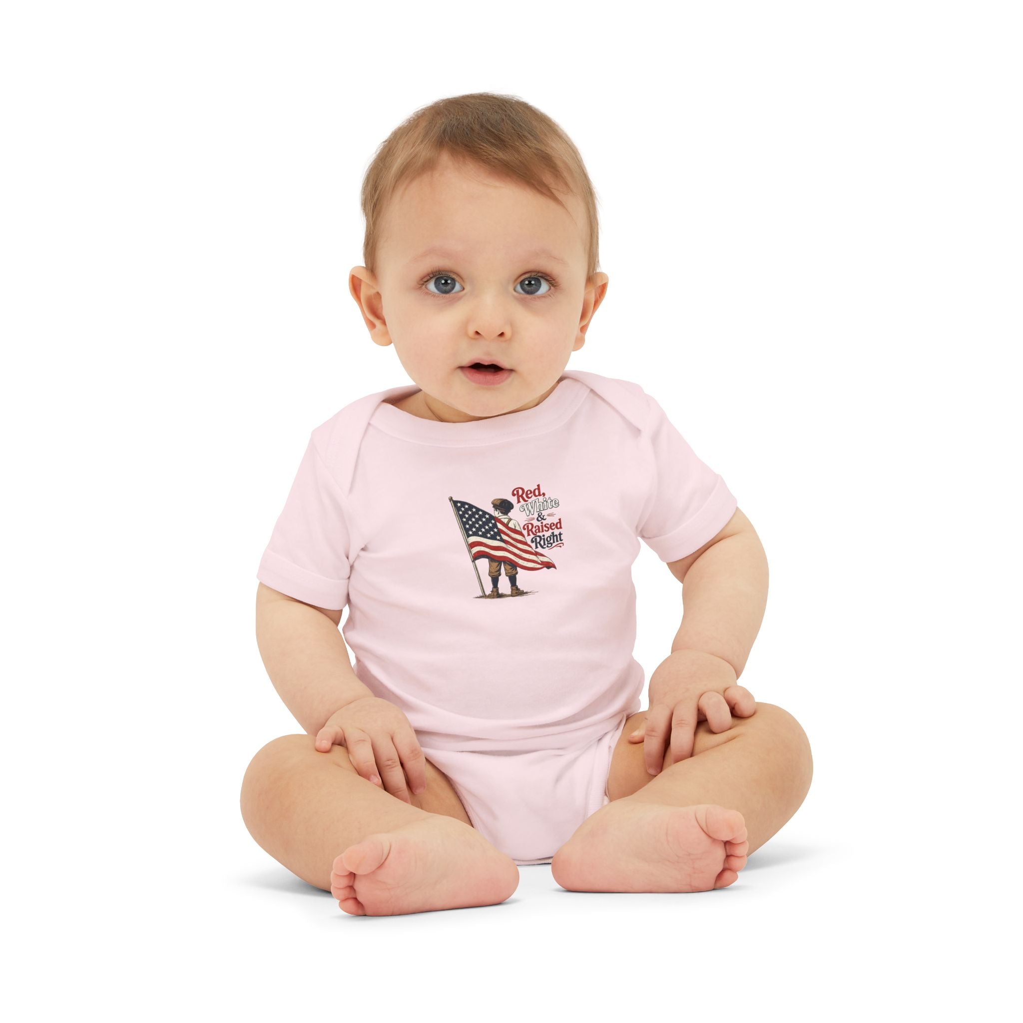 Red & White Raised-Right Infant One-Piece Bodysuit