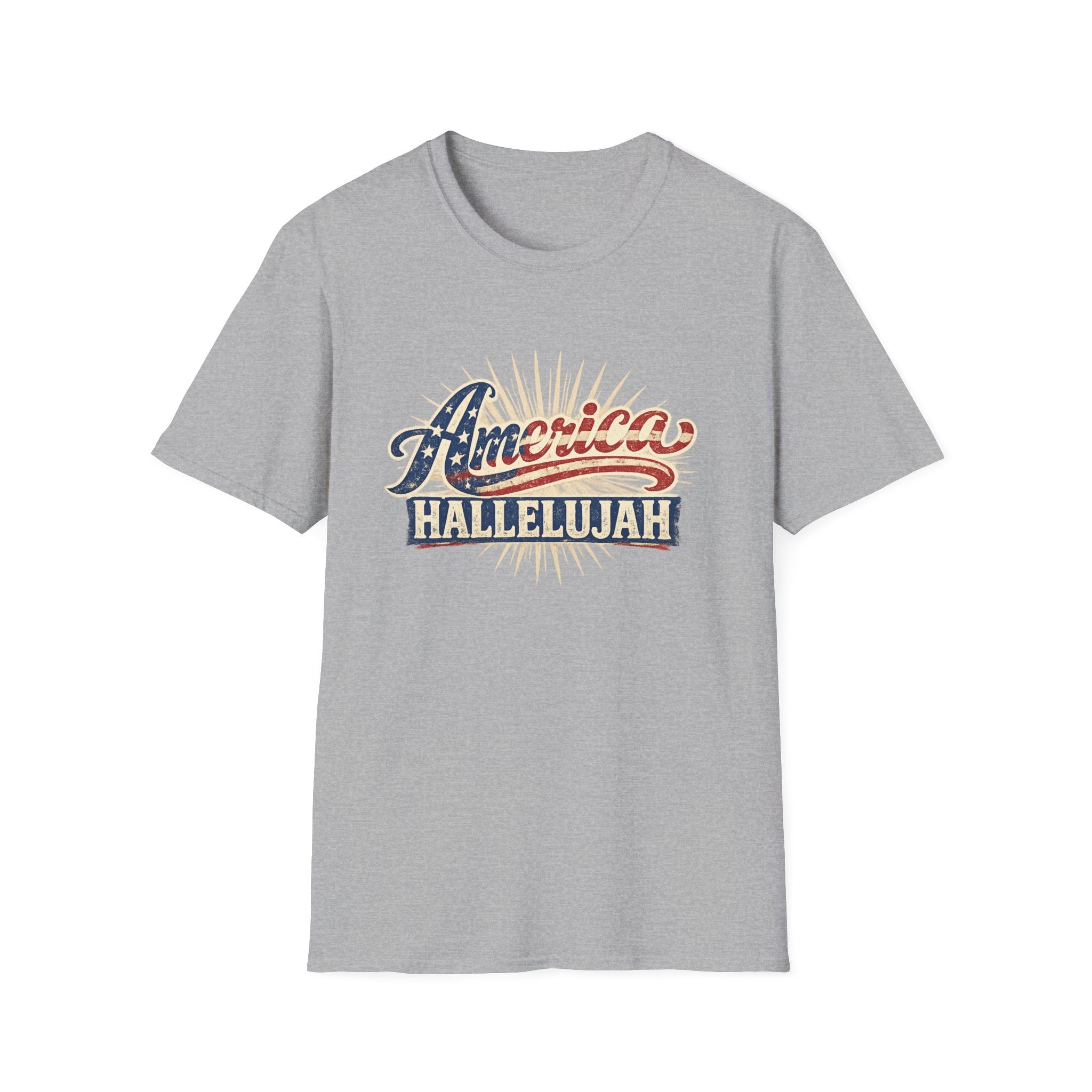 America Hallelujah T-Shirt — Patriotic USA Flag Retro Tee
