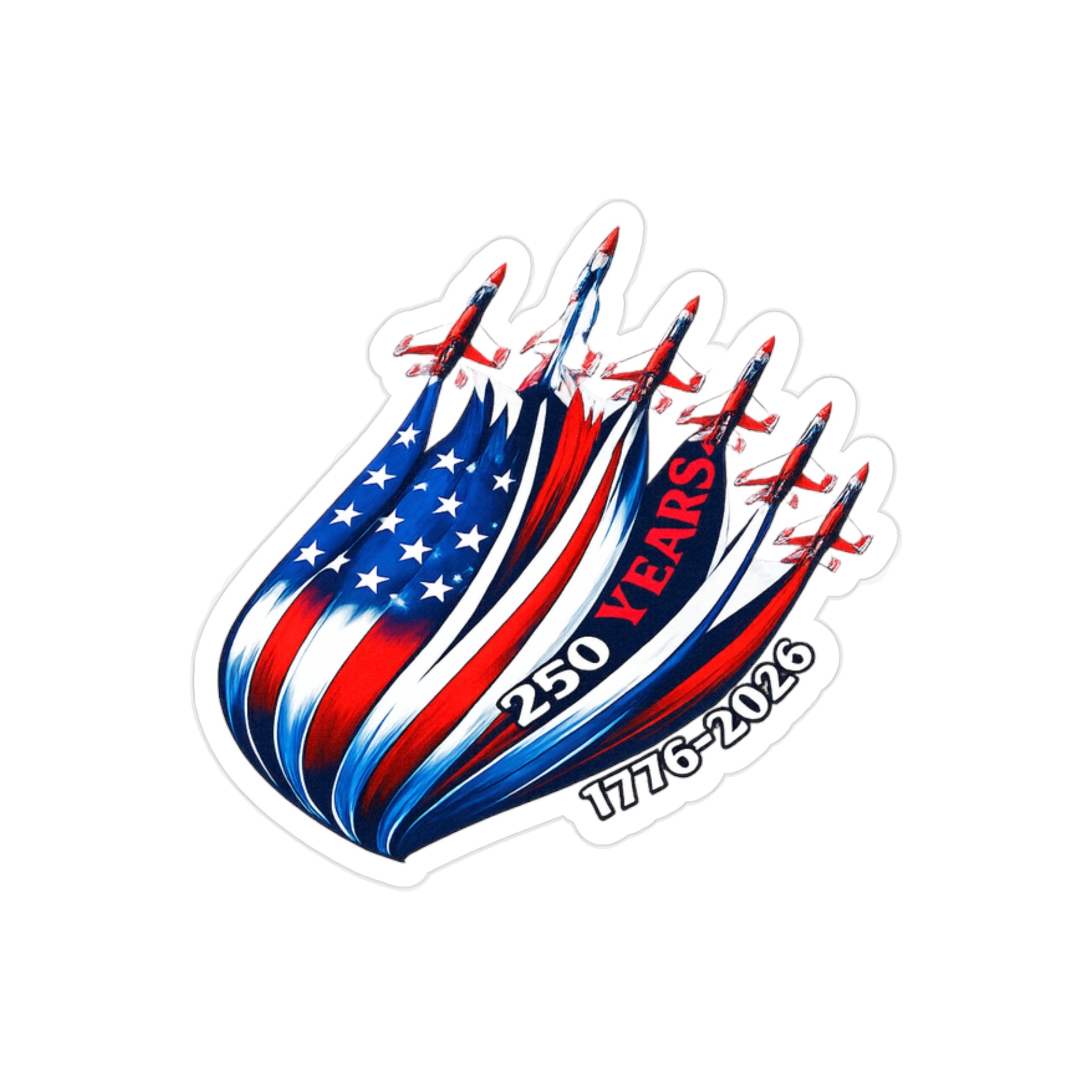 250 Years USA Flag Die-Cut Sticker — 1776–2026 Patriotic Outdoor Decal