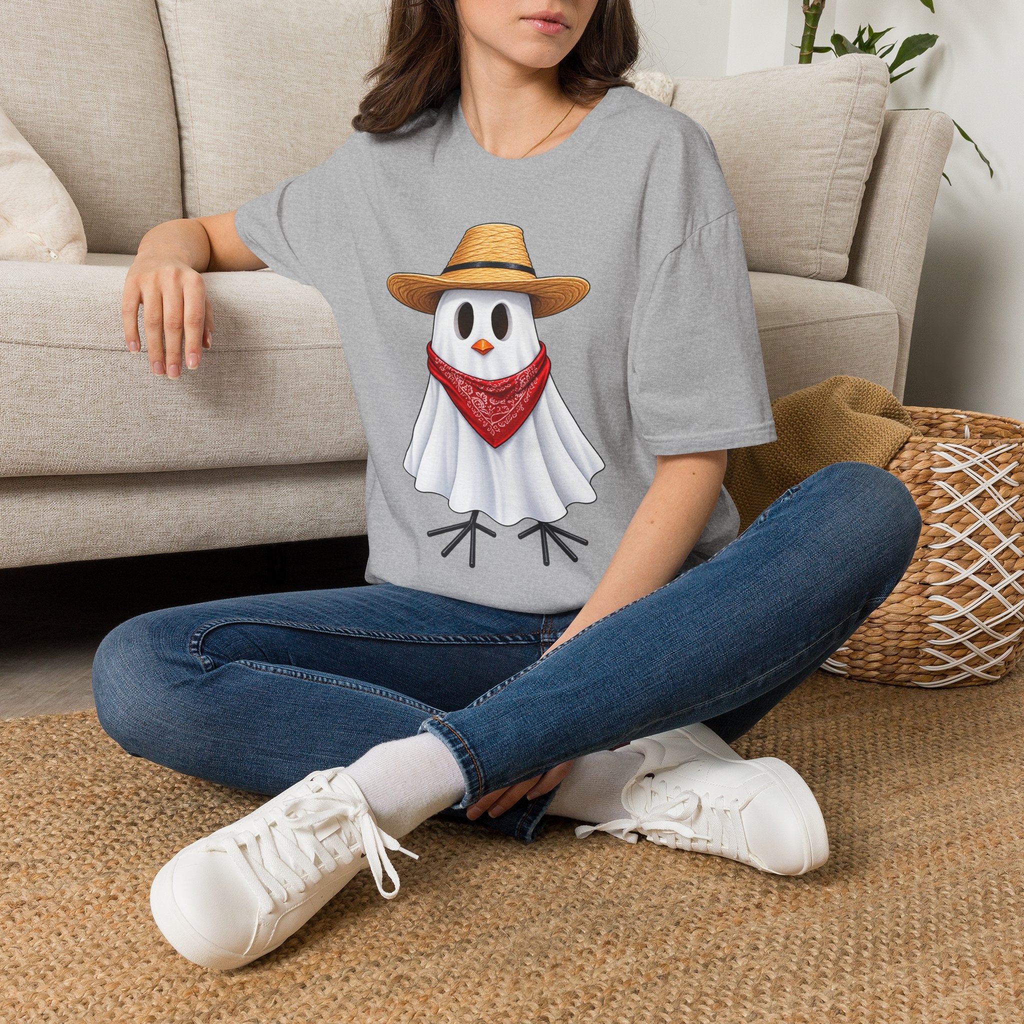 Ghost Chicken Cowboy Halloween Tee 👻🐔