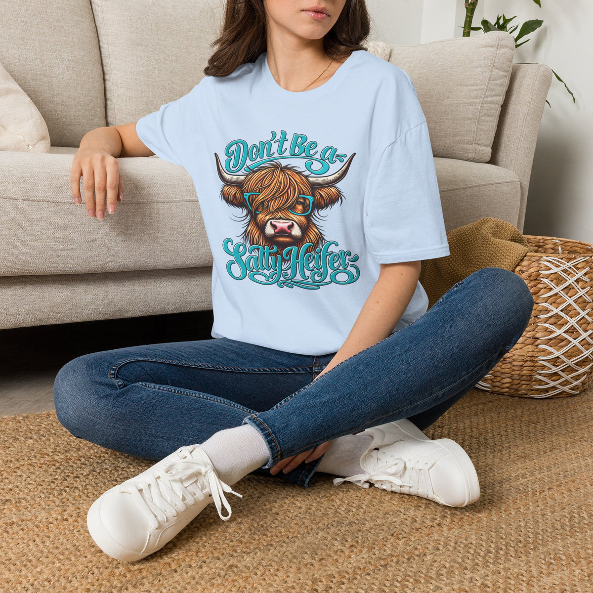 Don’t Be a Salty Heifer – Funny Highland Cow Graphic Tee