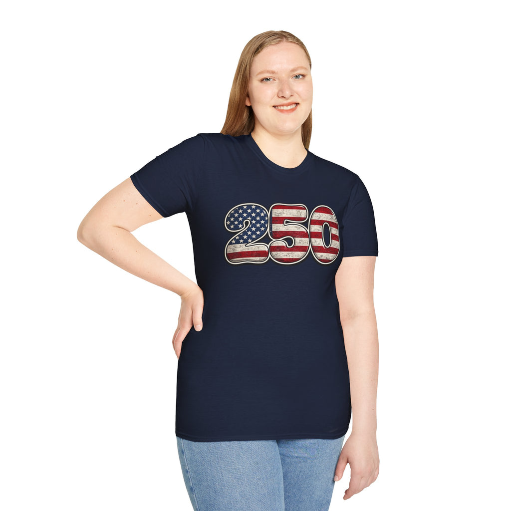 250 USA Flag T-Shirt — Patriotic Number Graphic Tee