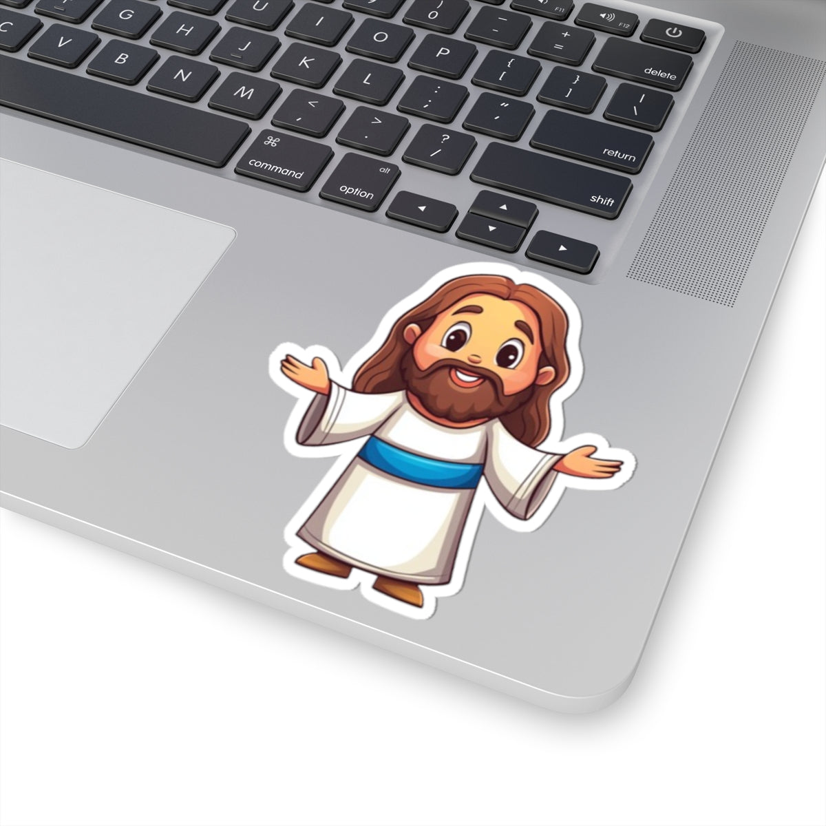Jesus Cartoon Sticker — Cute Faith Vinyl Sticker for Laptops, Bibles, & Gifts