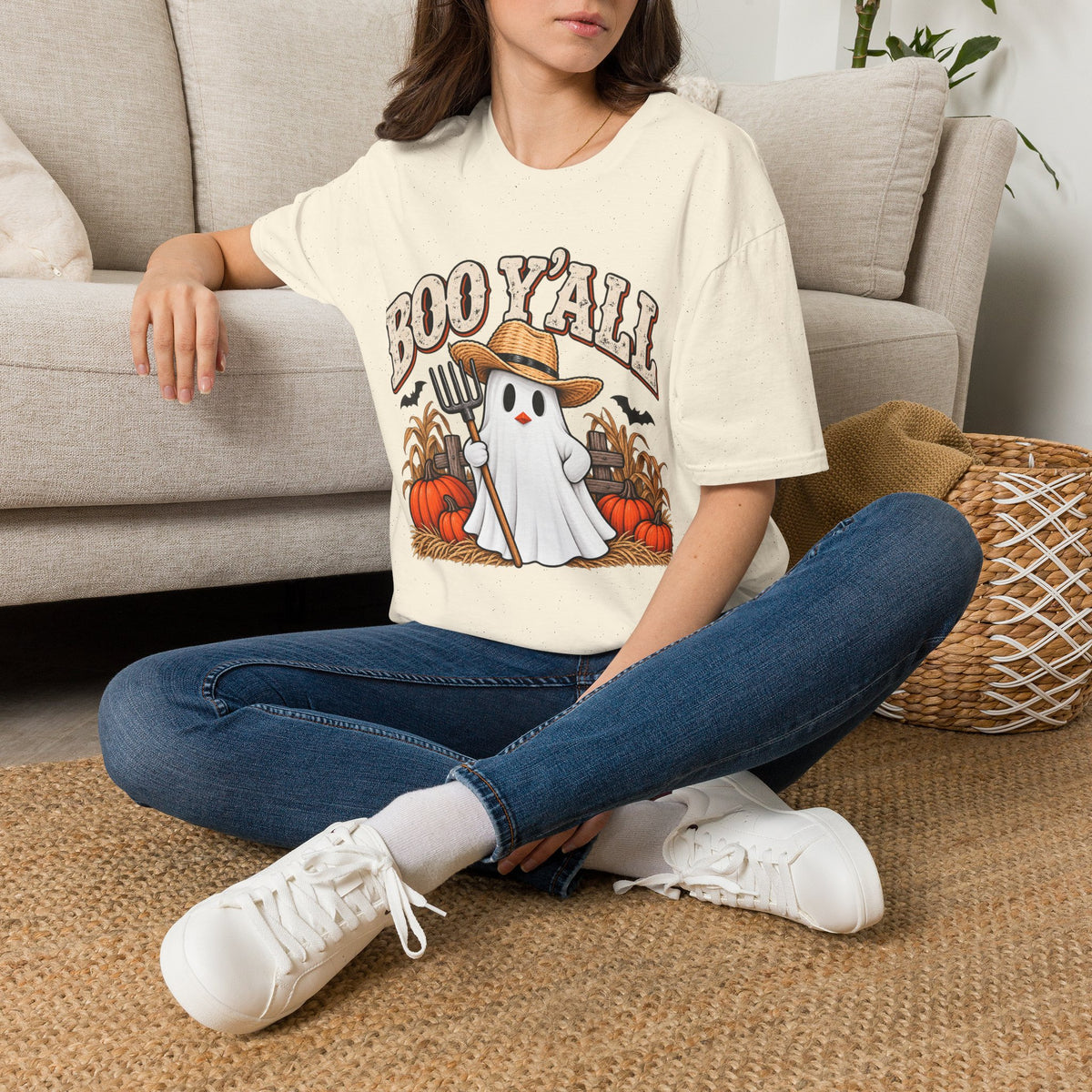 Boo Y’all – Farm Ghost Halloween Tee 👻🎃
