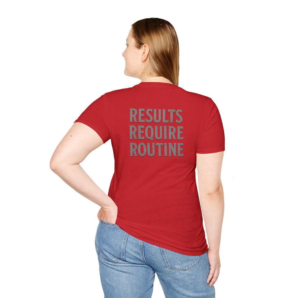 Results Require Routine T-Shirt — Motivational Gym & Fitness Tee