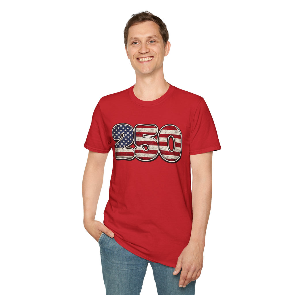 250 USA Flag T-Shirt — Patriotic Number Graphic Tee