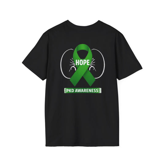 PKD Awareness T-Shirt — Green Hope Ribbon with Kidney Design