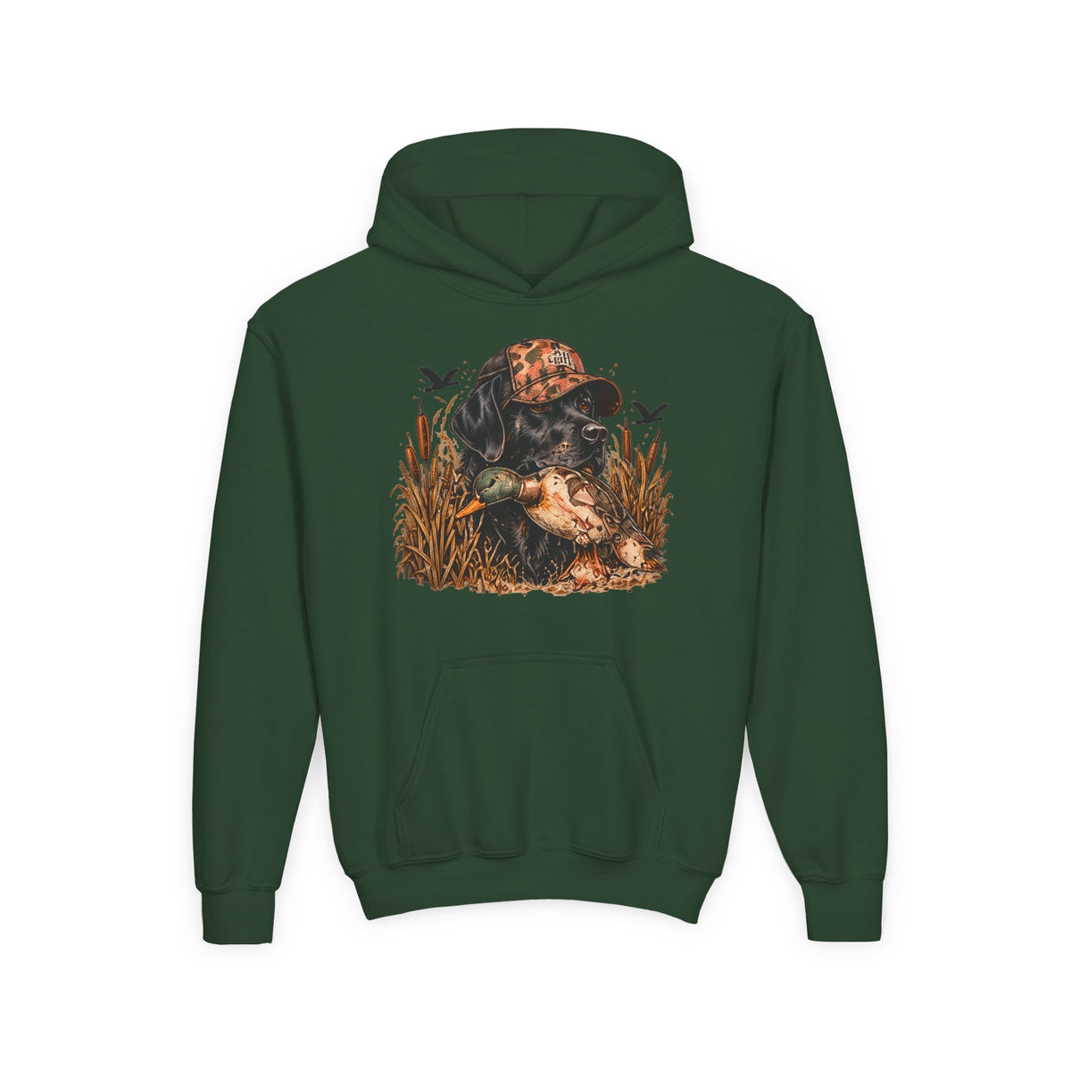 Duck Hunting Black Lab Kids Hoodie