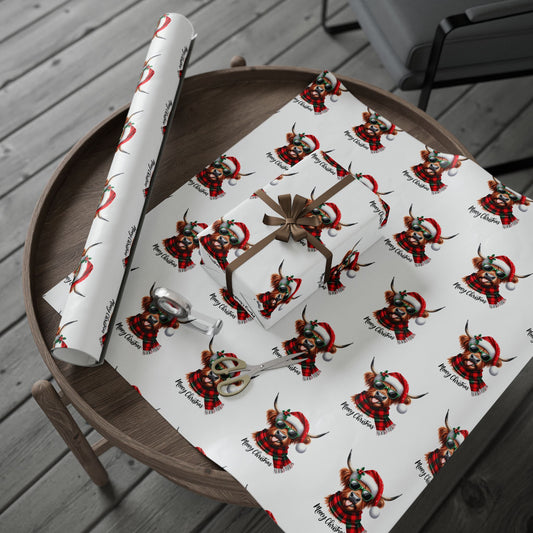 Mooey Christmas Highland Cow Wrapping Paper