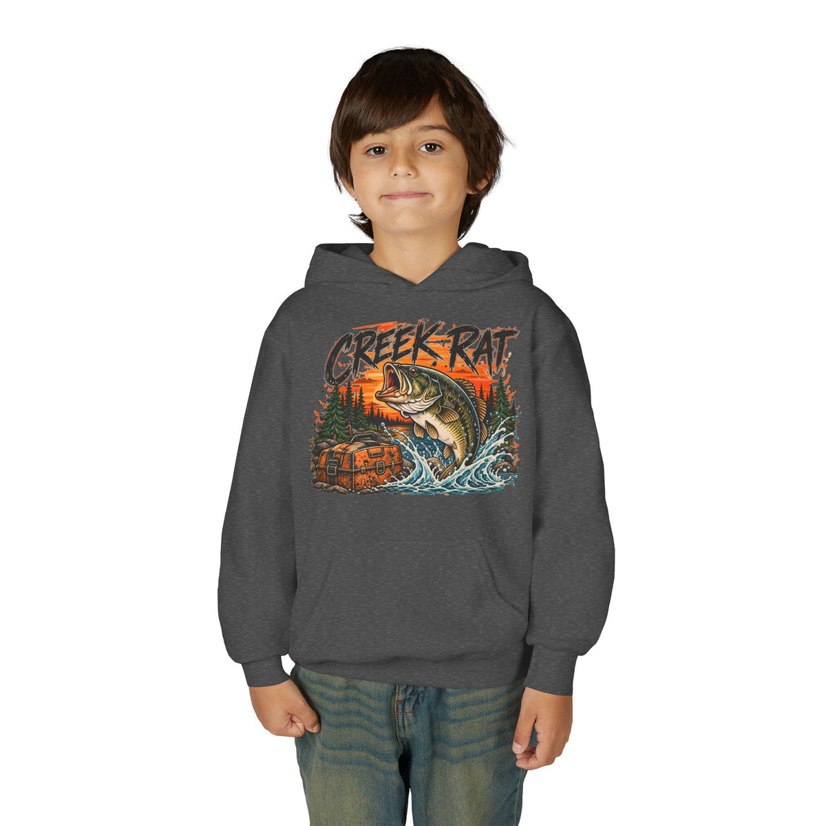 Creek Rat Bass Fishing Kids Hoodie