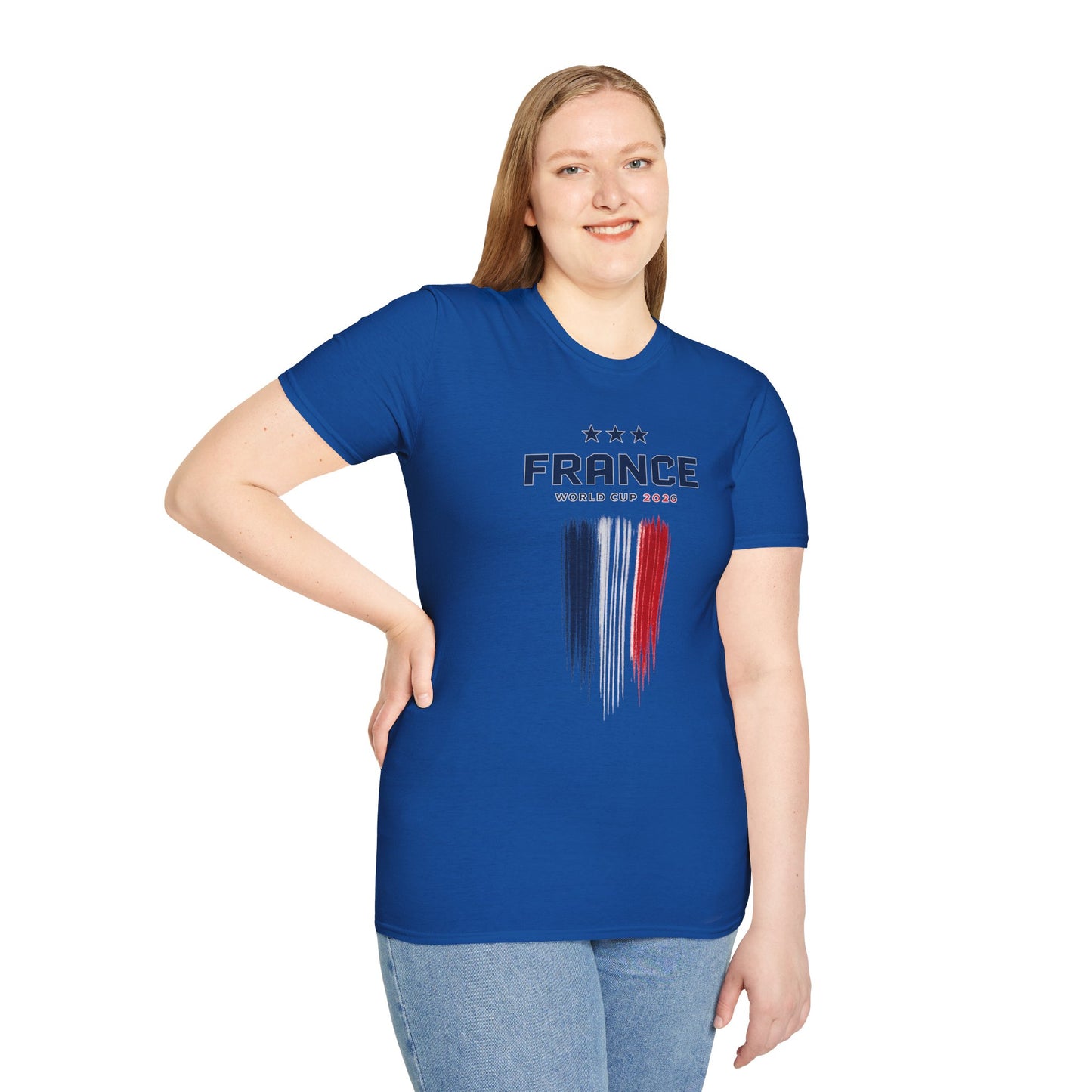 France World Cup 2026 T-Shirt — French Flag Brush Stroke Soccer Fan Tee