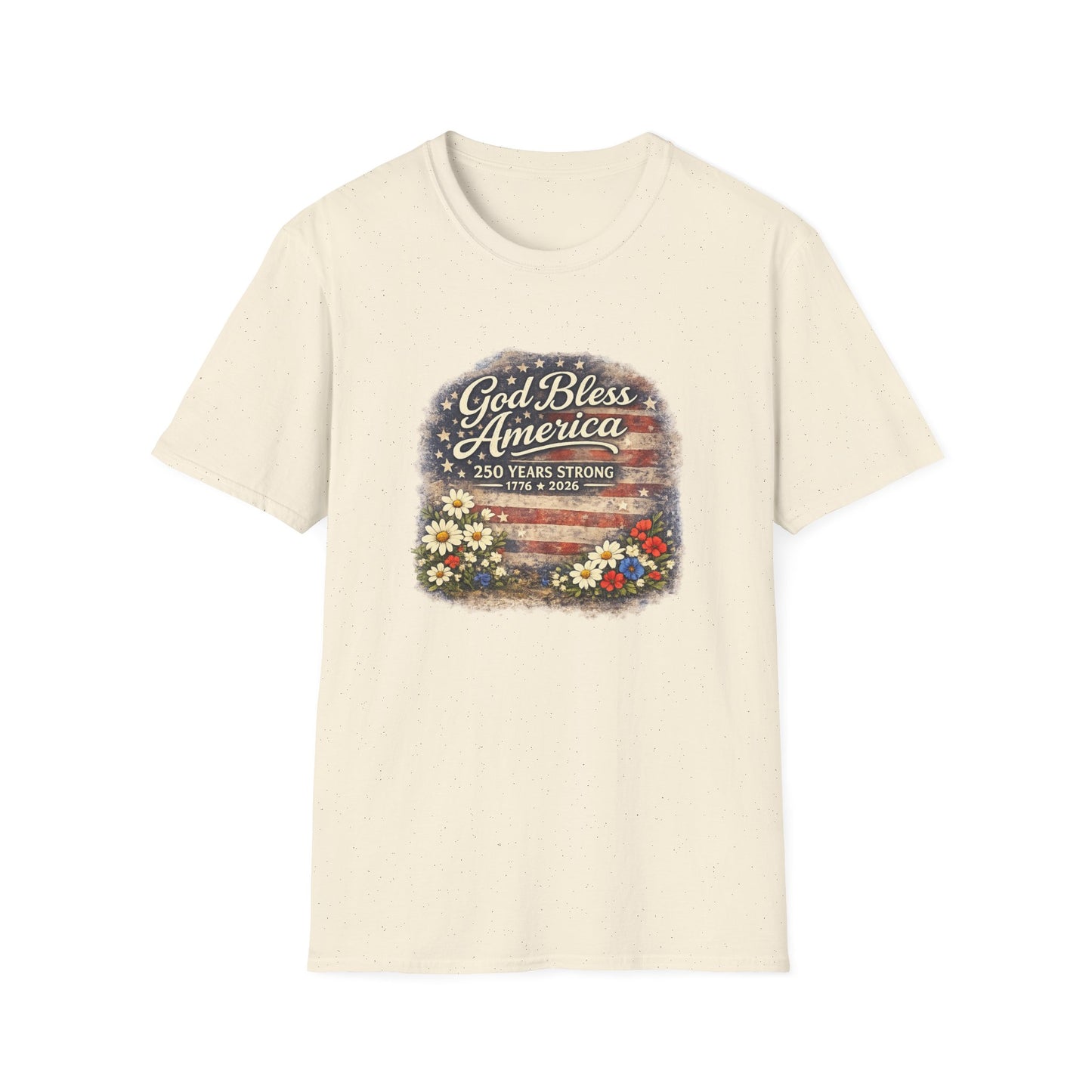 God Bless America 250 Years T-Shirt — Patriotic 1776–2026 Floral Flag Tee