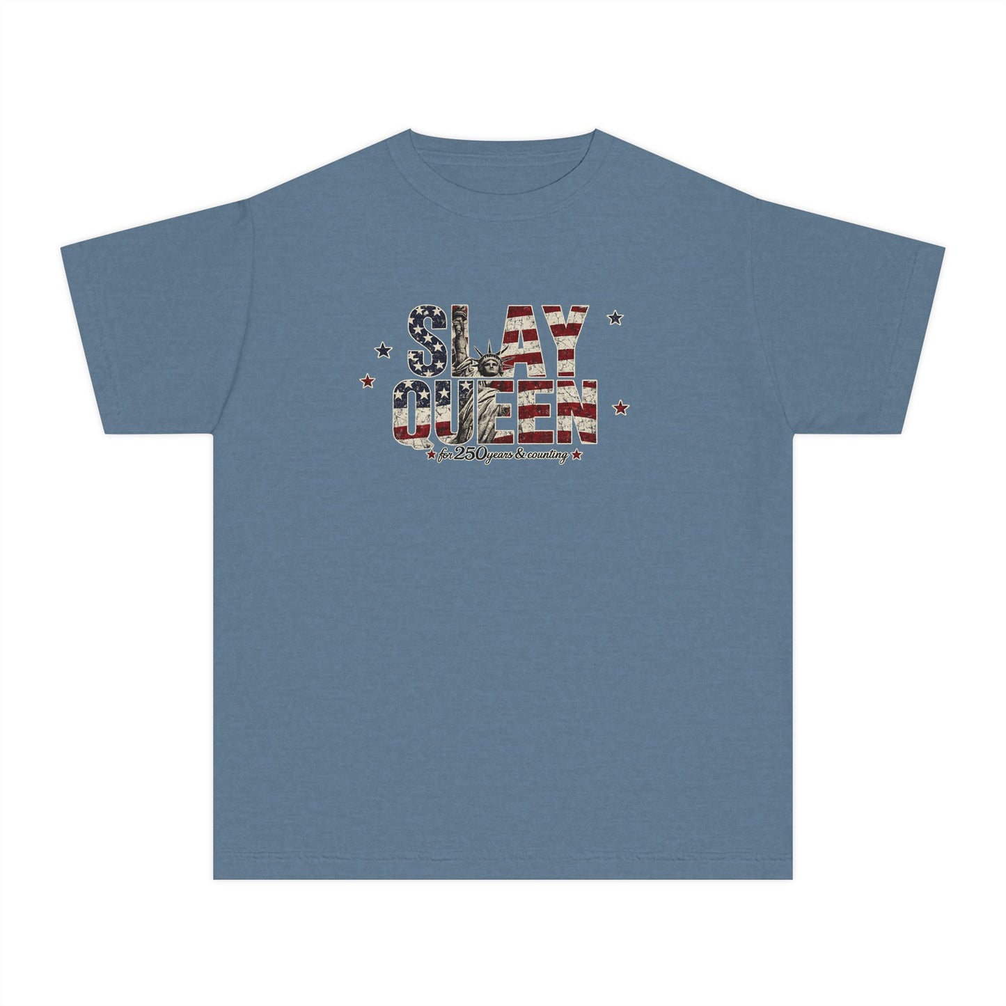 Youth "Slay Queen" Floral Flag T-Shirt
