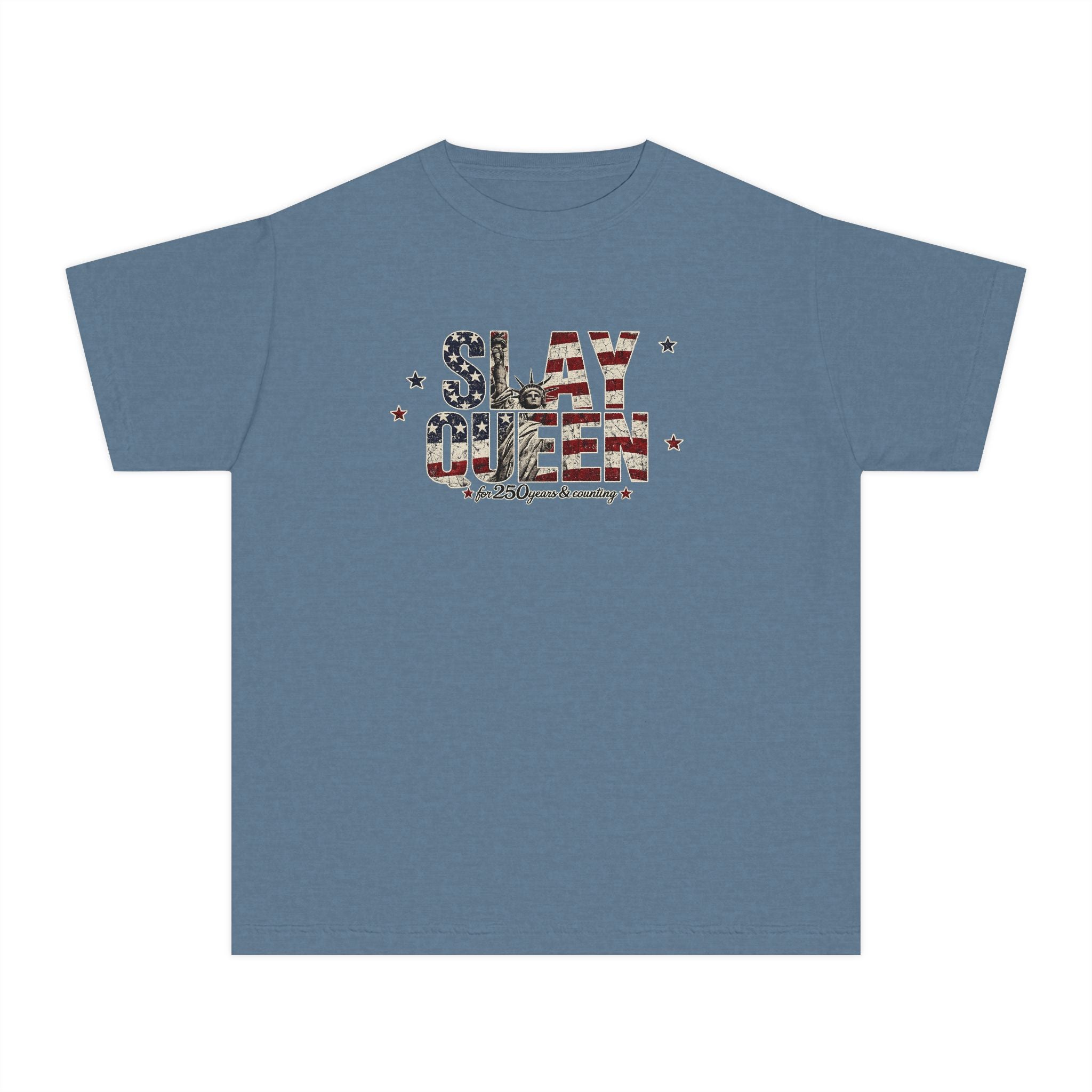 Youth "Slay Queen" Floral Flag T-Shirt