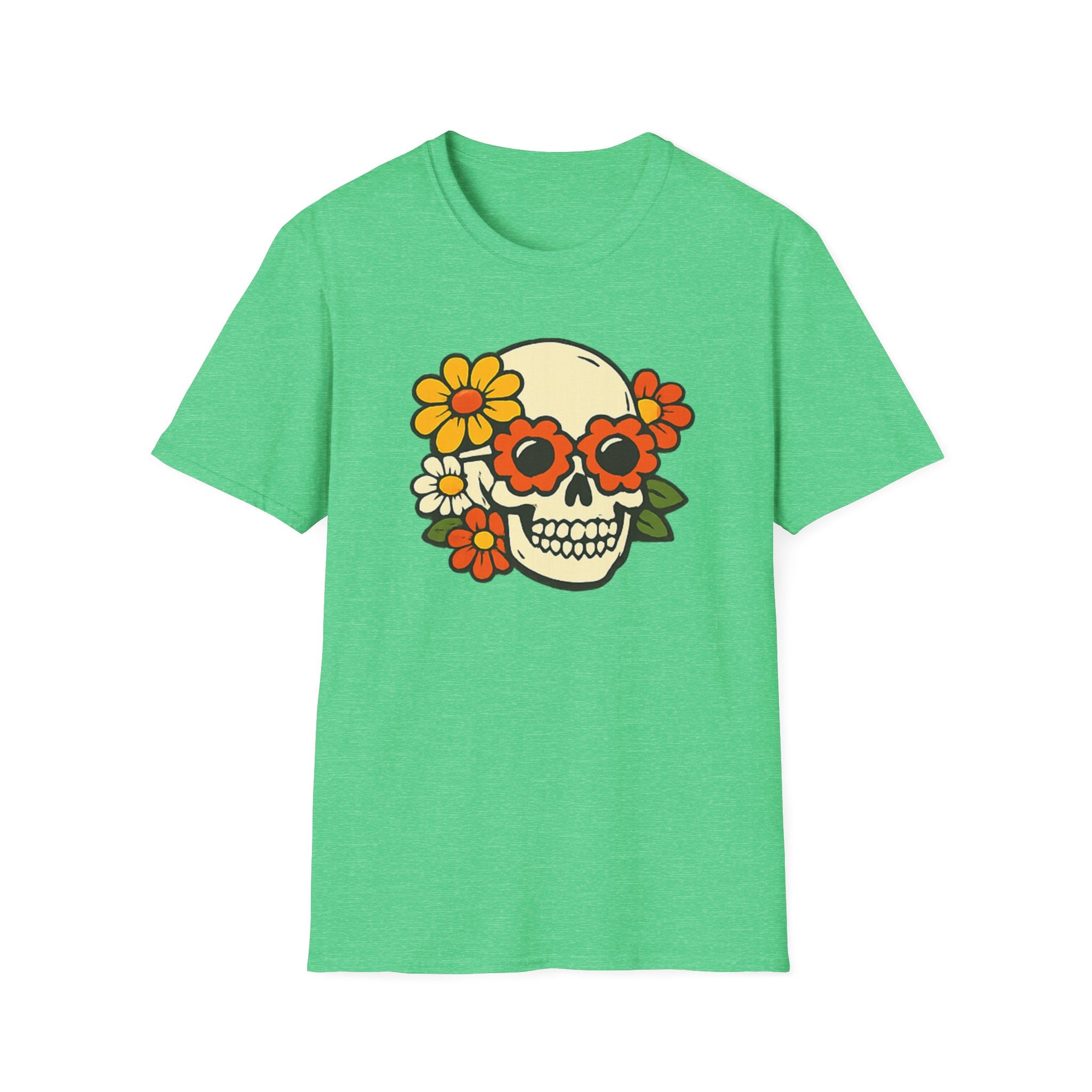 Retro Flower Power Skull T-Shirt — Vintage Floral Skull Tee