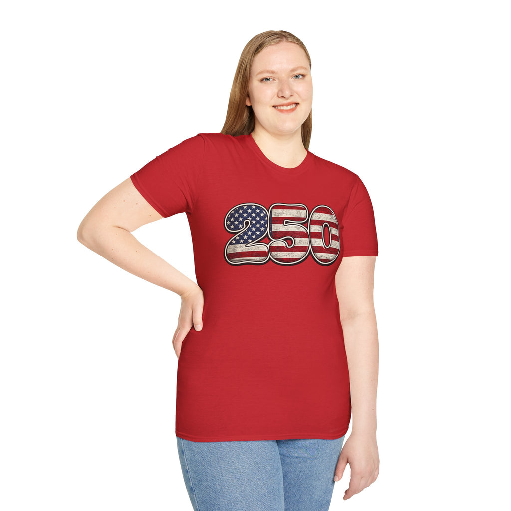 250 USA Flag T-Shirt — Patriotic Number Graphic Tee