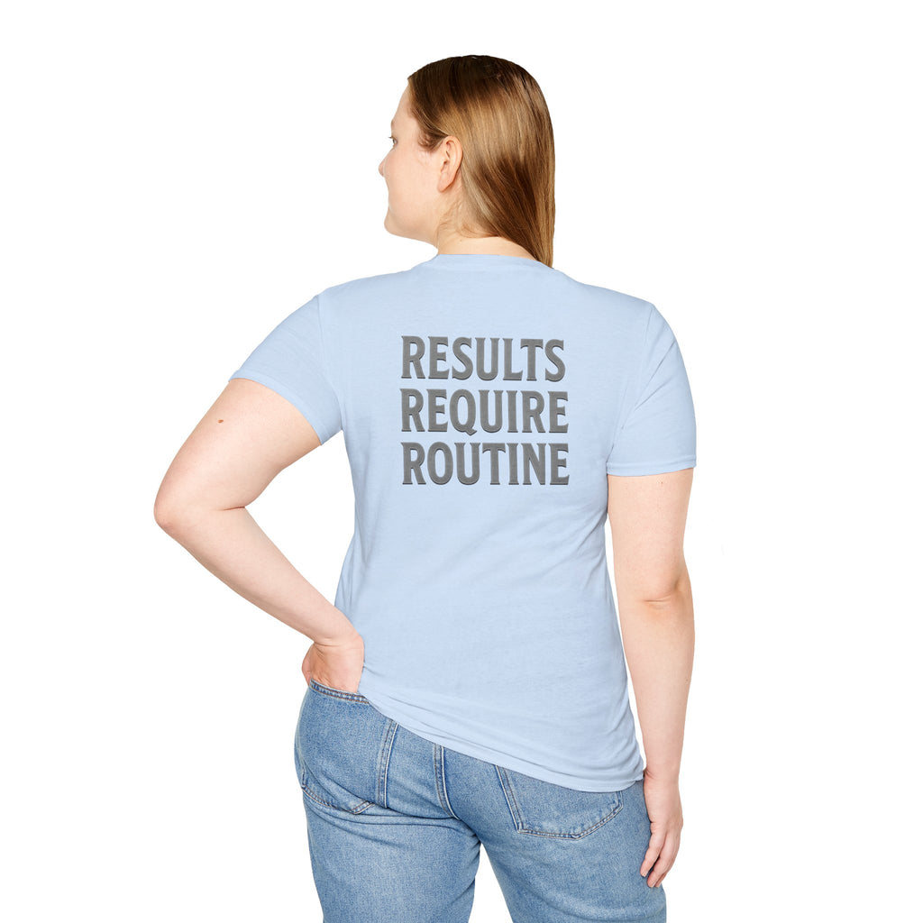 Results Require Routine T-Shirt — Motivational Gym & Fitness Tee