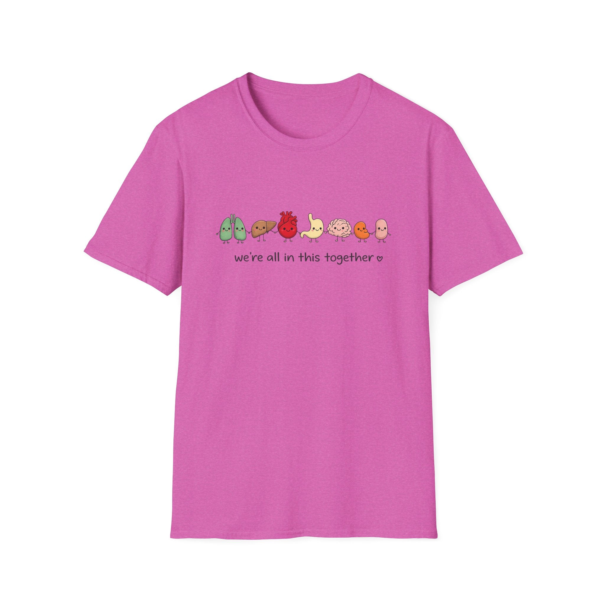 We're All in This Together Cute Organ Organs T-Shirt HEATHER COLORS
