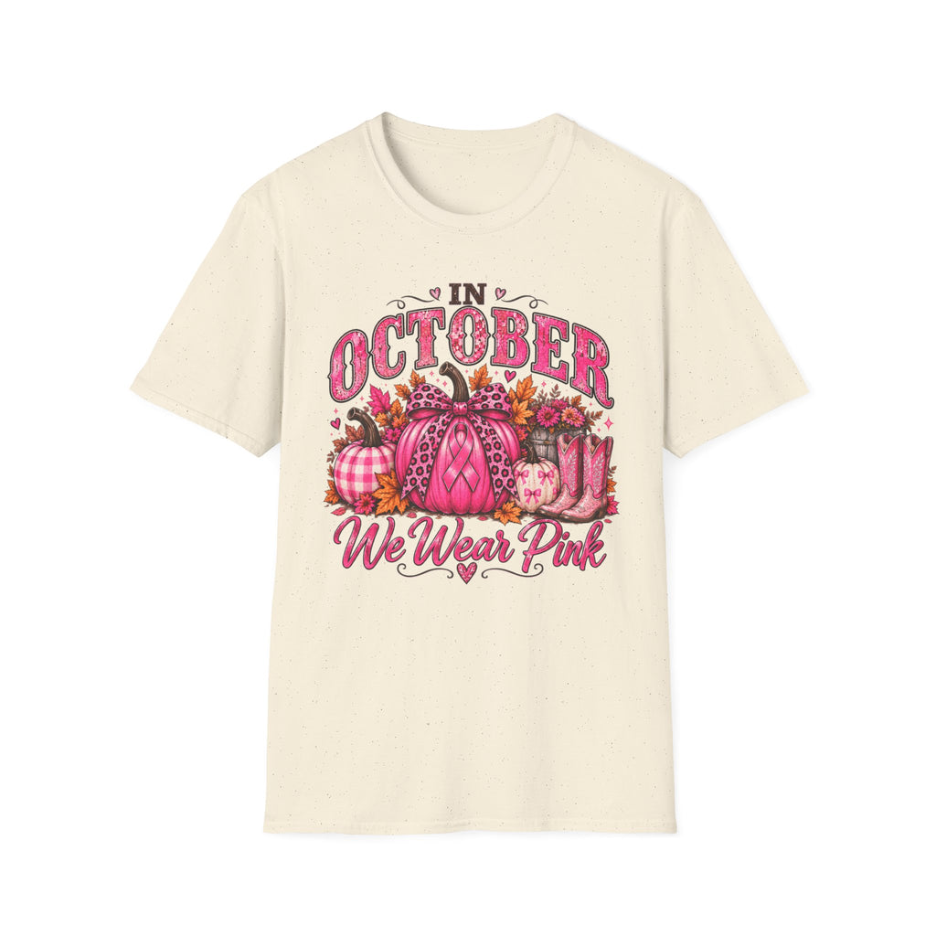 In October We Wear Pink Breast Cancer Awareness Fall T-Shirt 🎀🎃