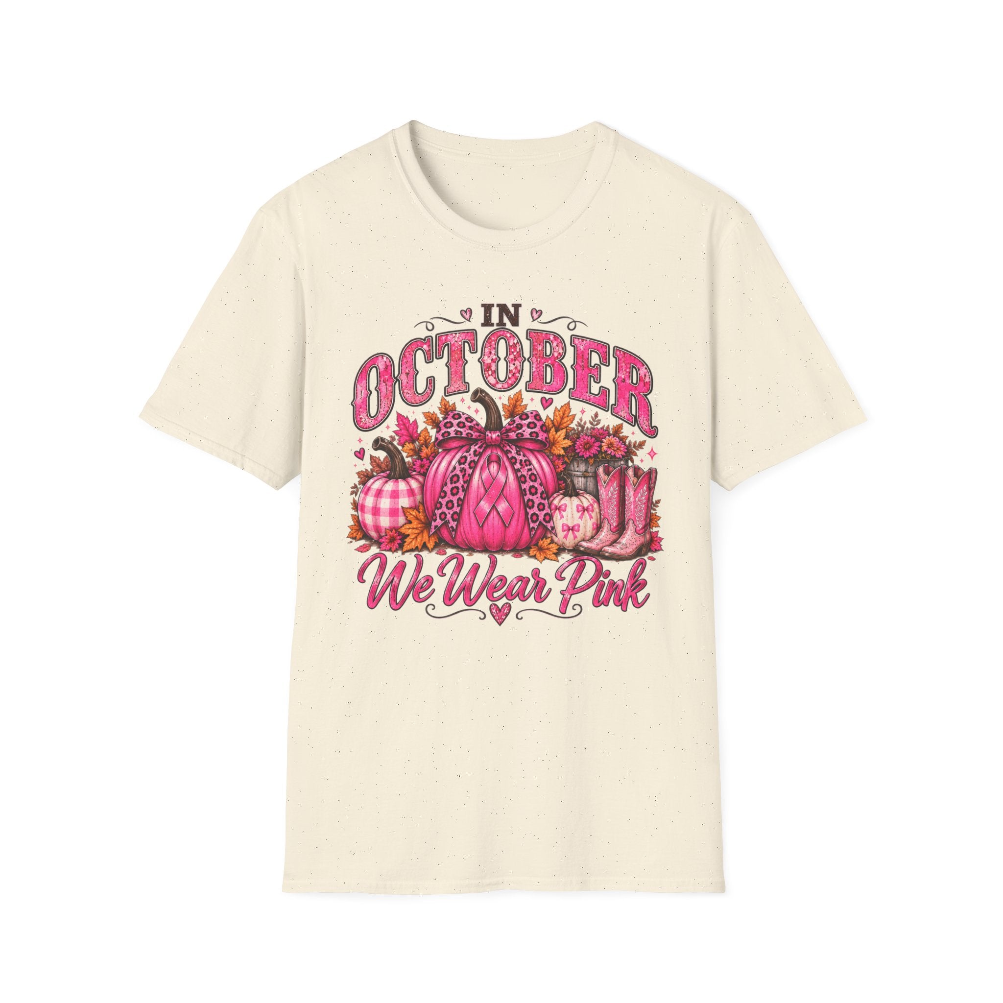 In October We Wear Pink Breast Cancer Awareness Fall T-Shirt 🎀🎃