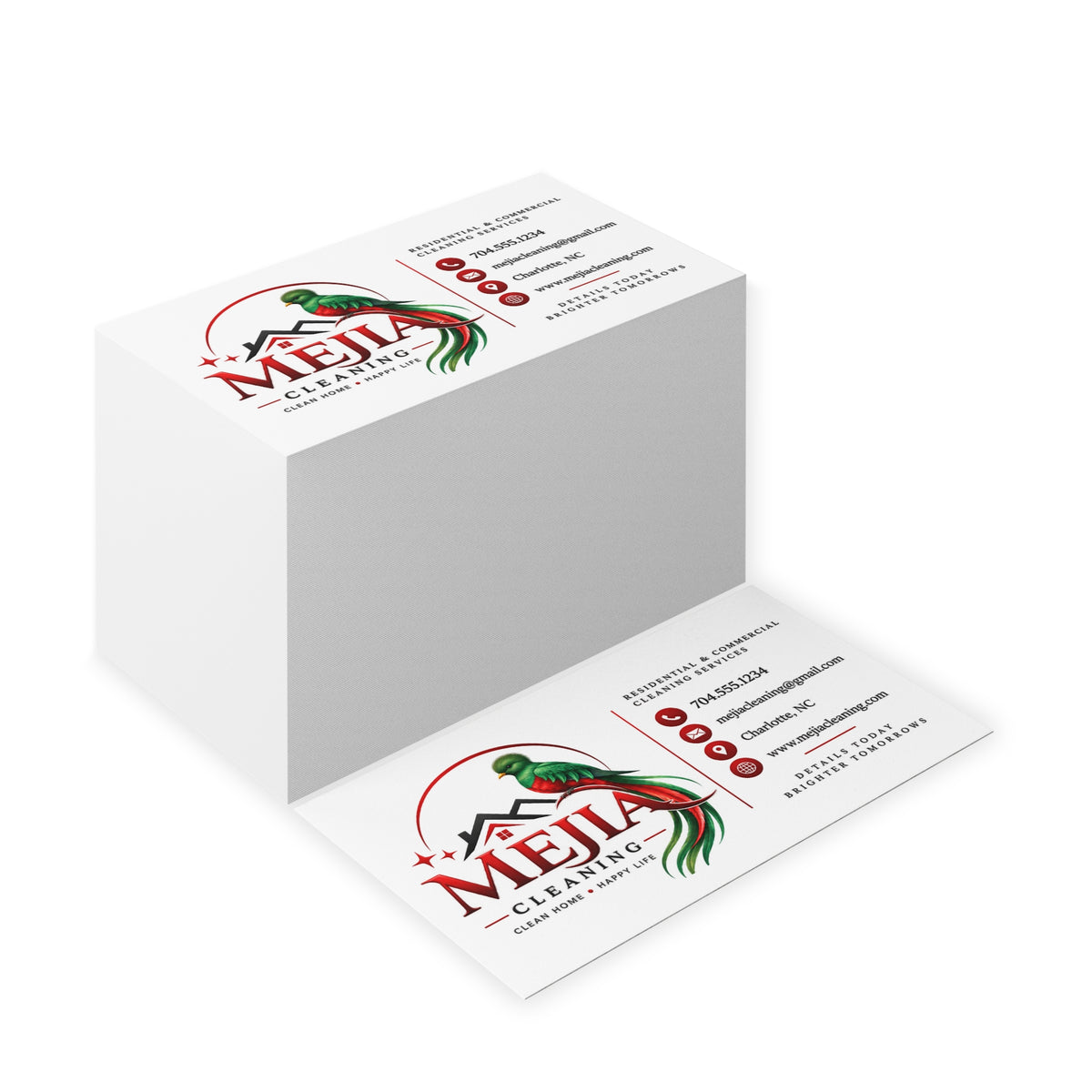 Business Cards — Mejia Cleaning Branded Parrot Logo Card