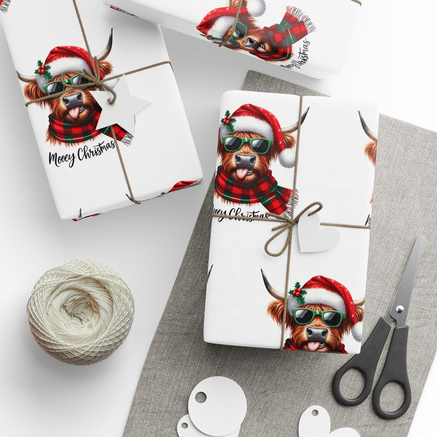 Mooey Christmas Highland Cow Wrapping Paper