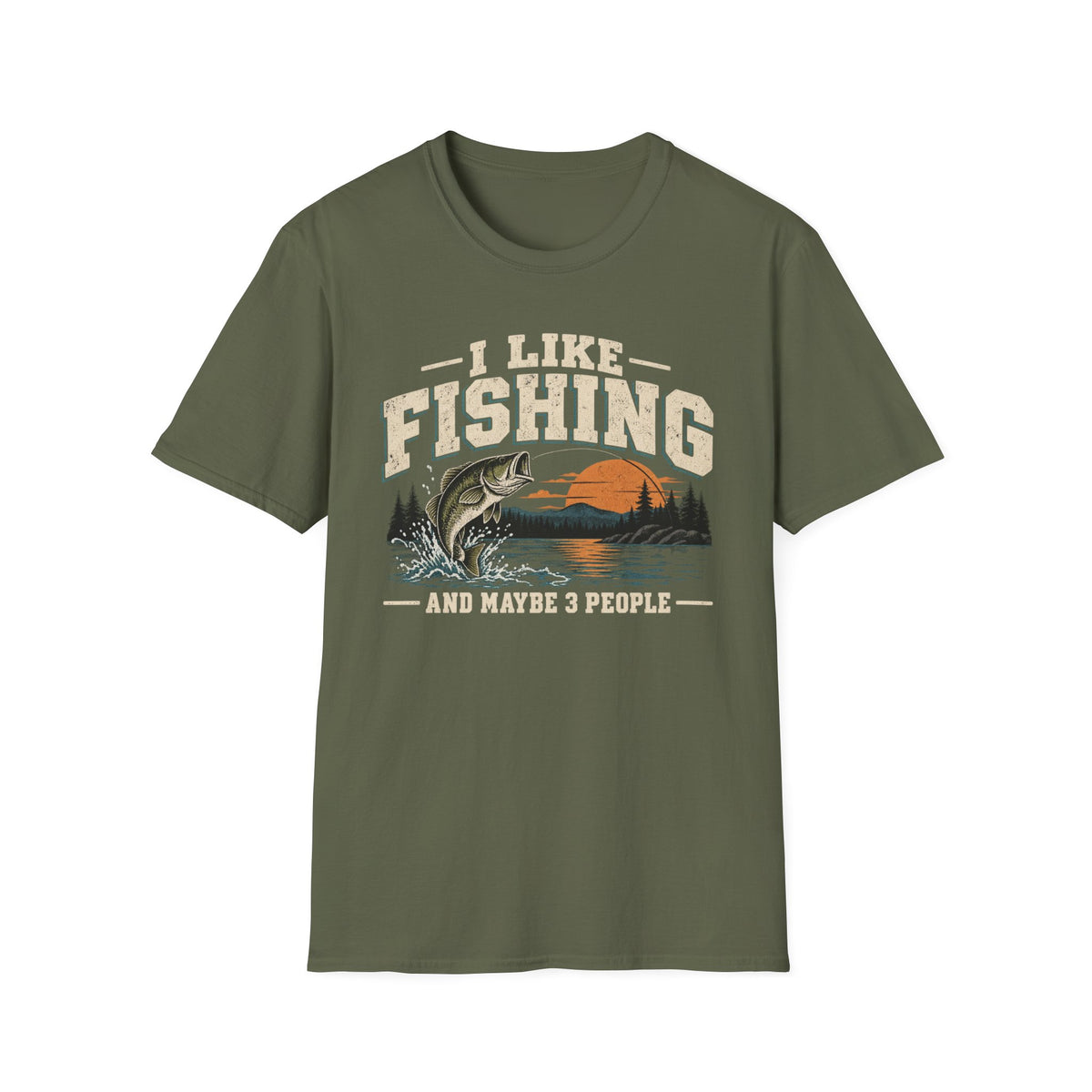 I Like Fishing and Maybe 3 People – Funny Fishing Graphic Tee