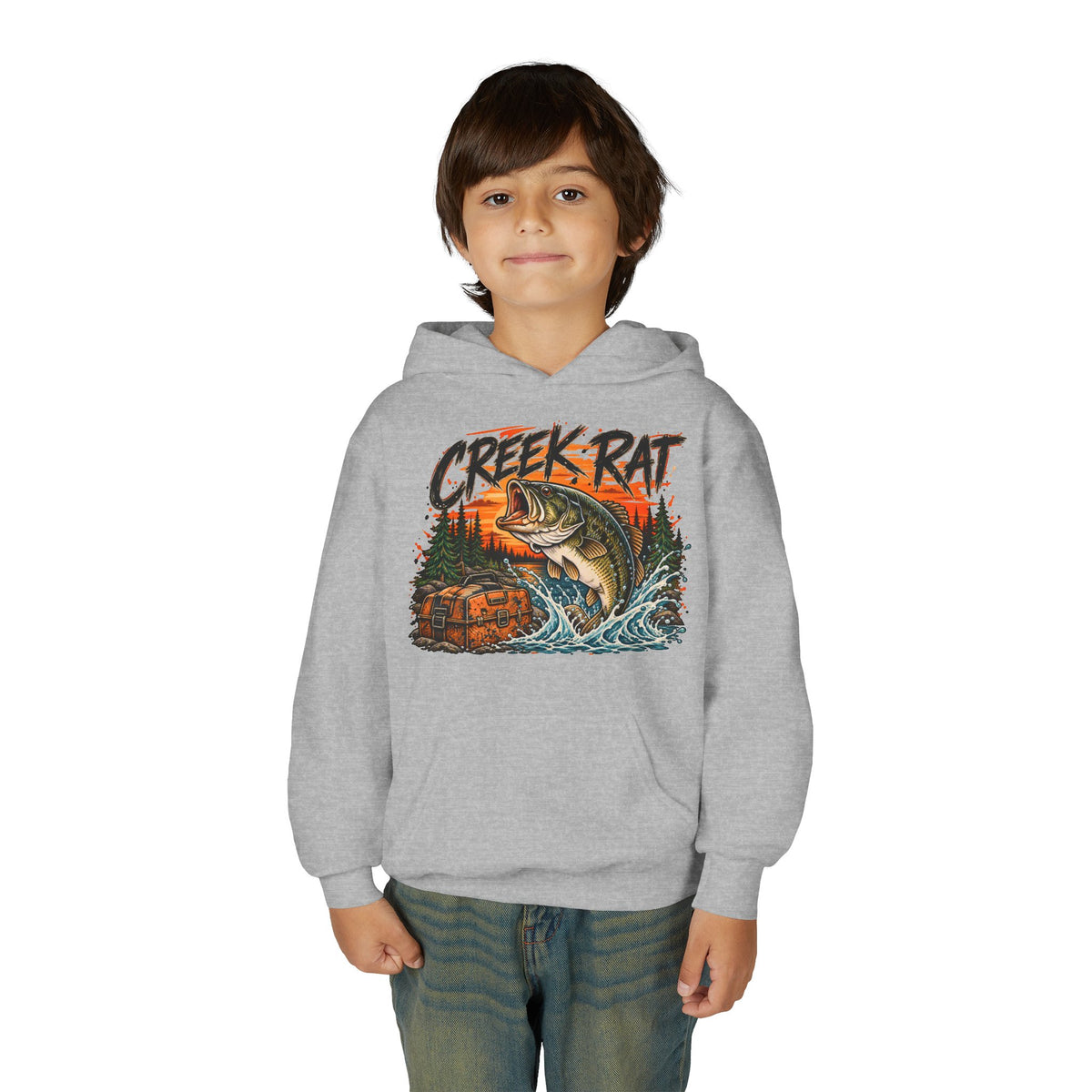 Creek Rat Bass Fishing Kids Hoodie