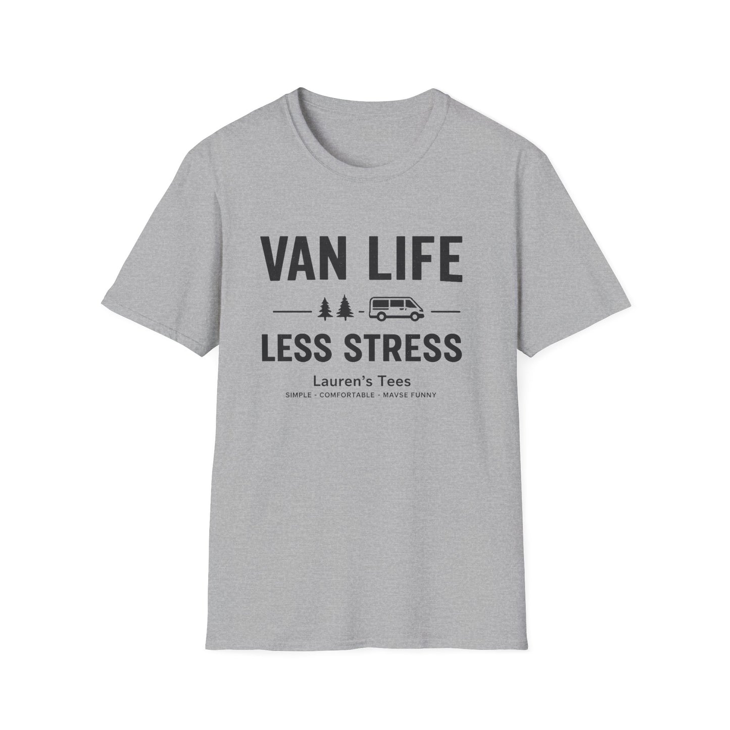 Van Life Less Stress T-Shirt — Minimal Campervan Graphic Tee