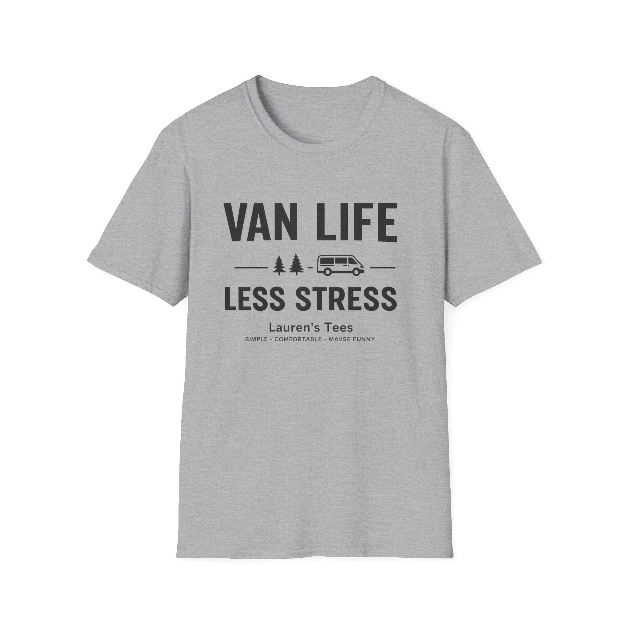 Van Life Less Stress T-Shirt — Minimal Campervan Graphic Tee