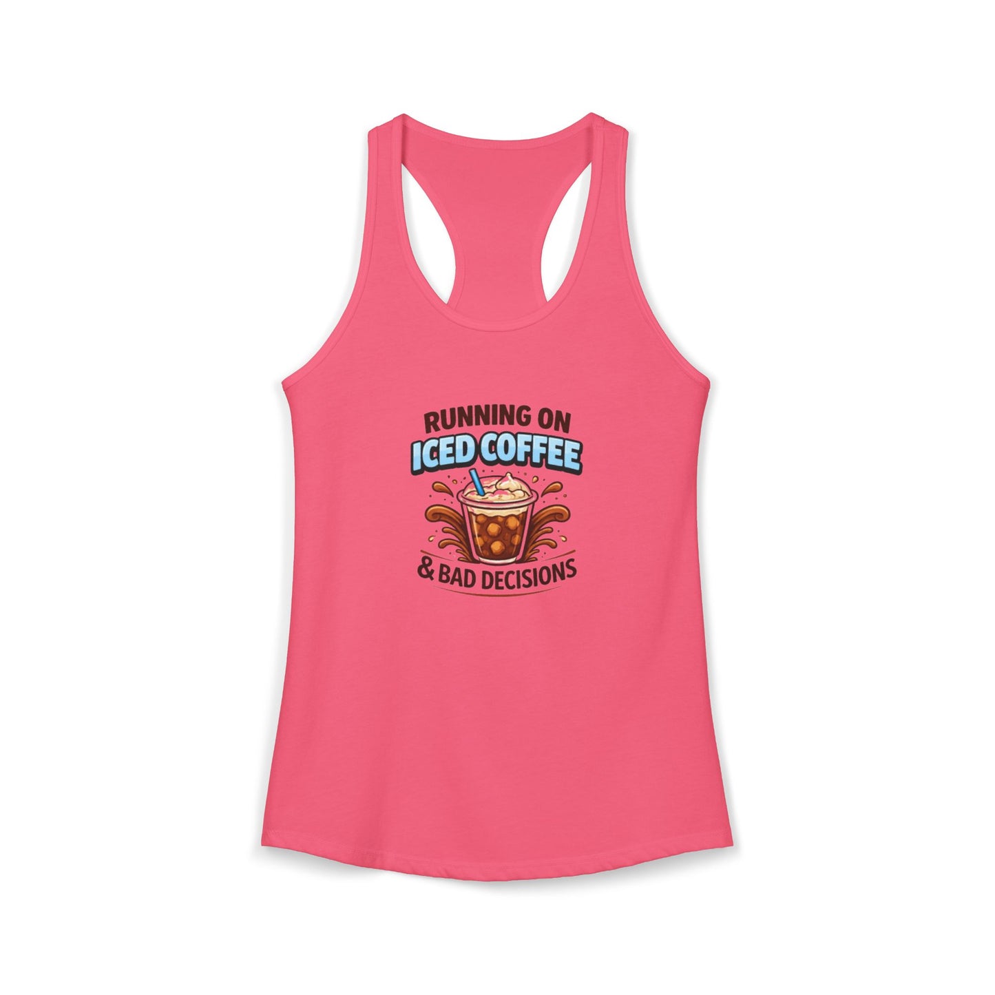 Running on Iced Coffee and Bad Decisions Racerback Tank — Funny Women's Workout Tank
