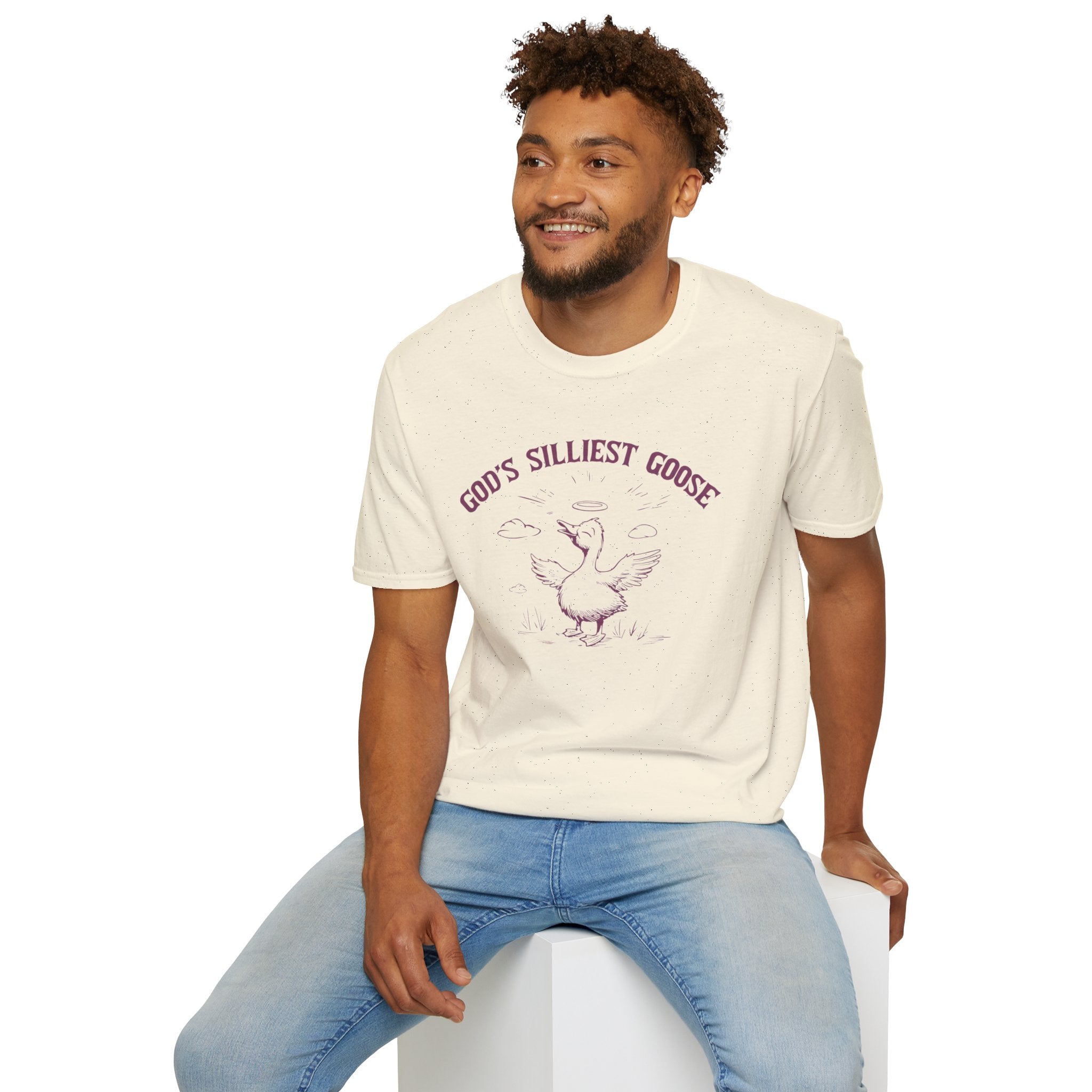 Funny Goose Unisex Softstyle T-Shirt - Gods silliest goose