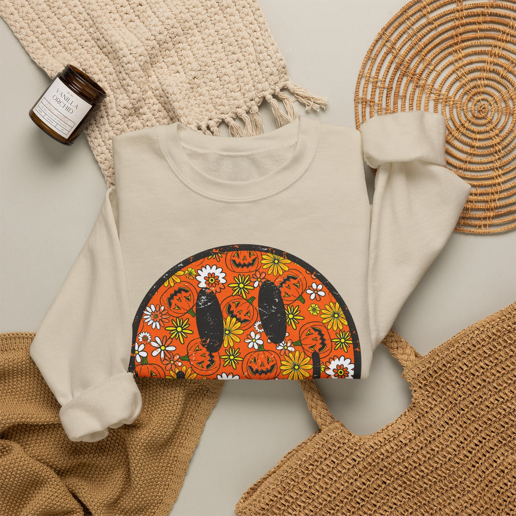 Retro Halloween Smiley Sweatshirt 🎃🌼