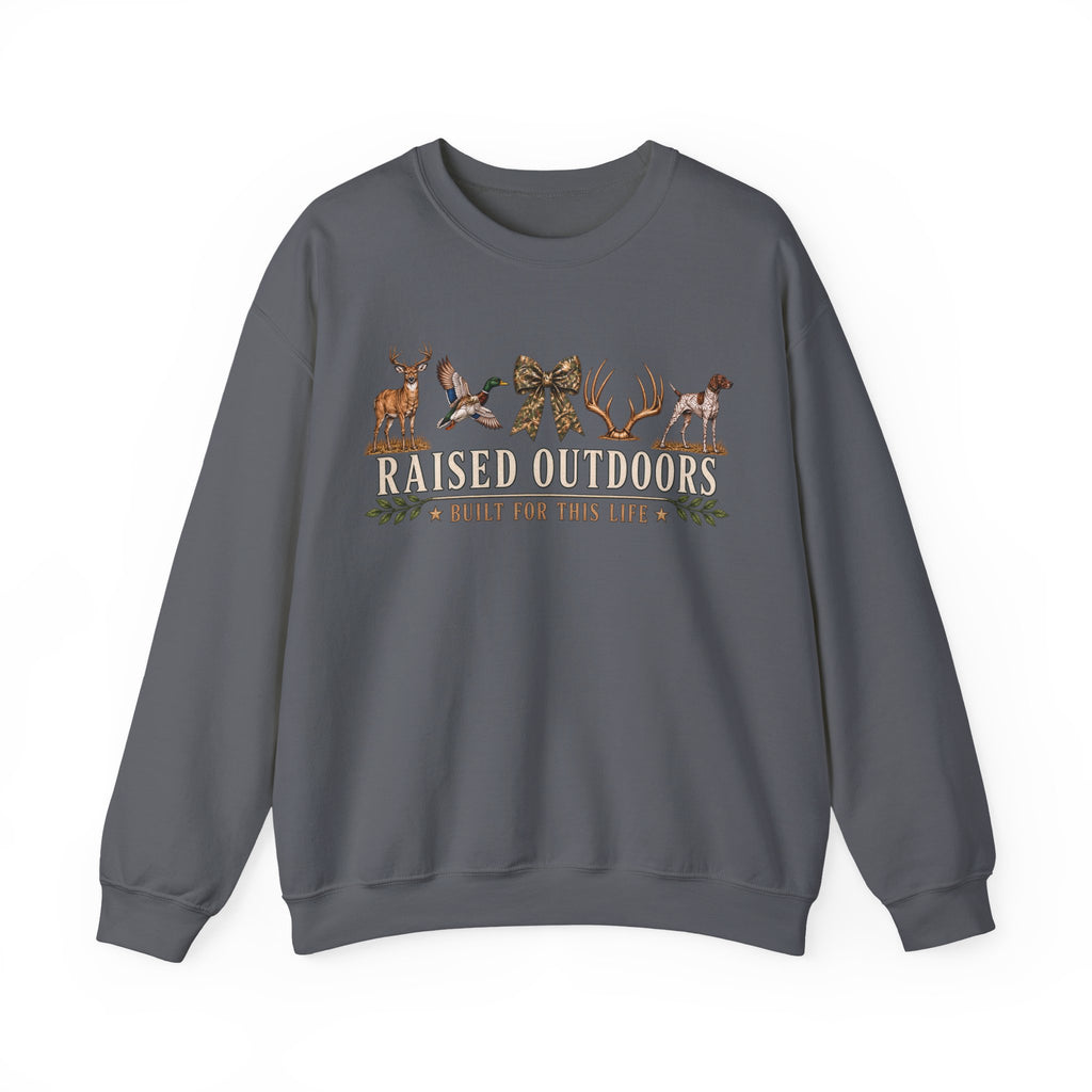 Raised Outdoors Crewneck Sweatshirt — Hunting & Nature Lovers Graphic