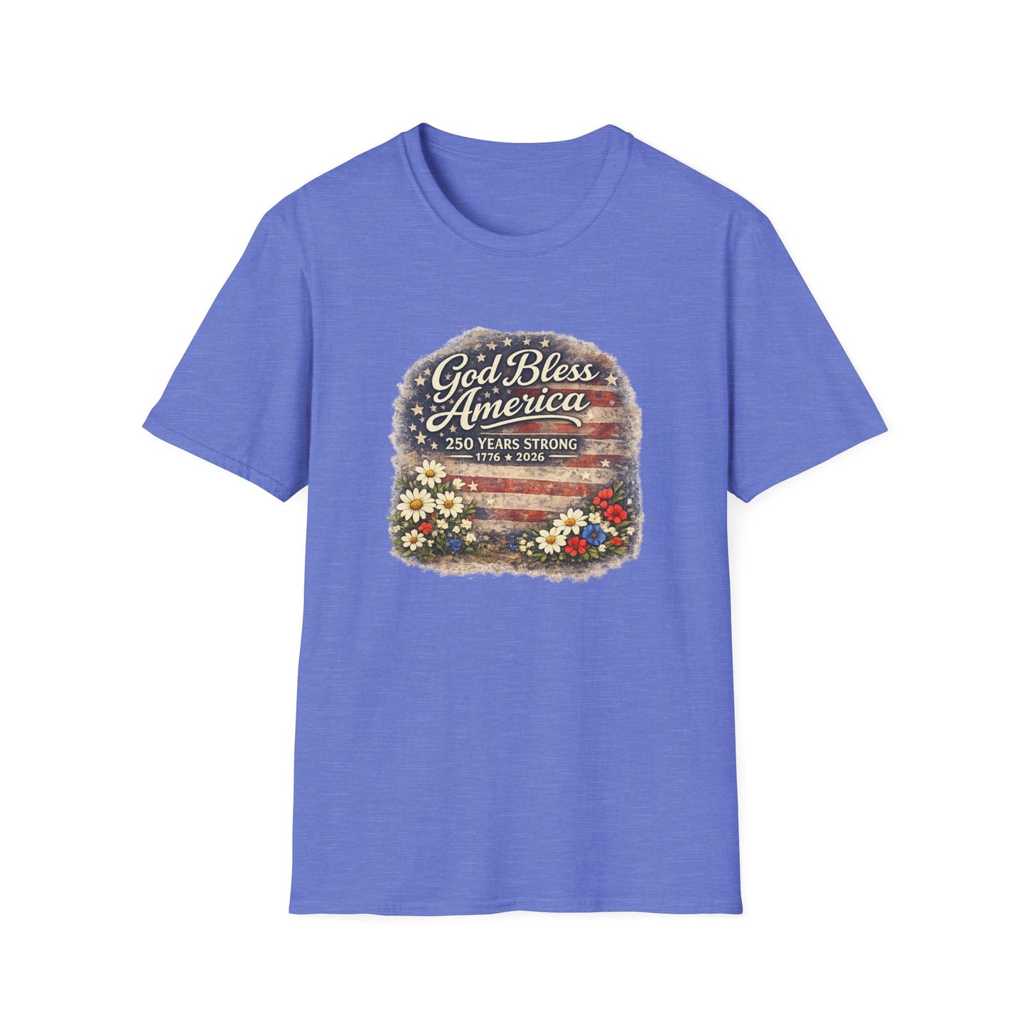 God Bless America 250 Years T-Shirt — Patriotic 1776–2026 Floral Flag Tee