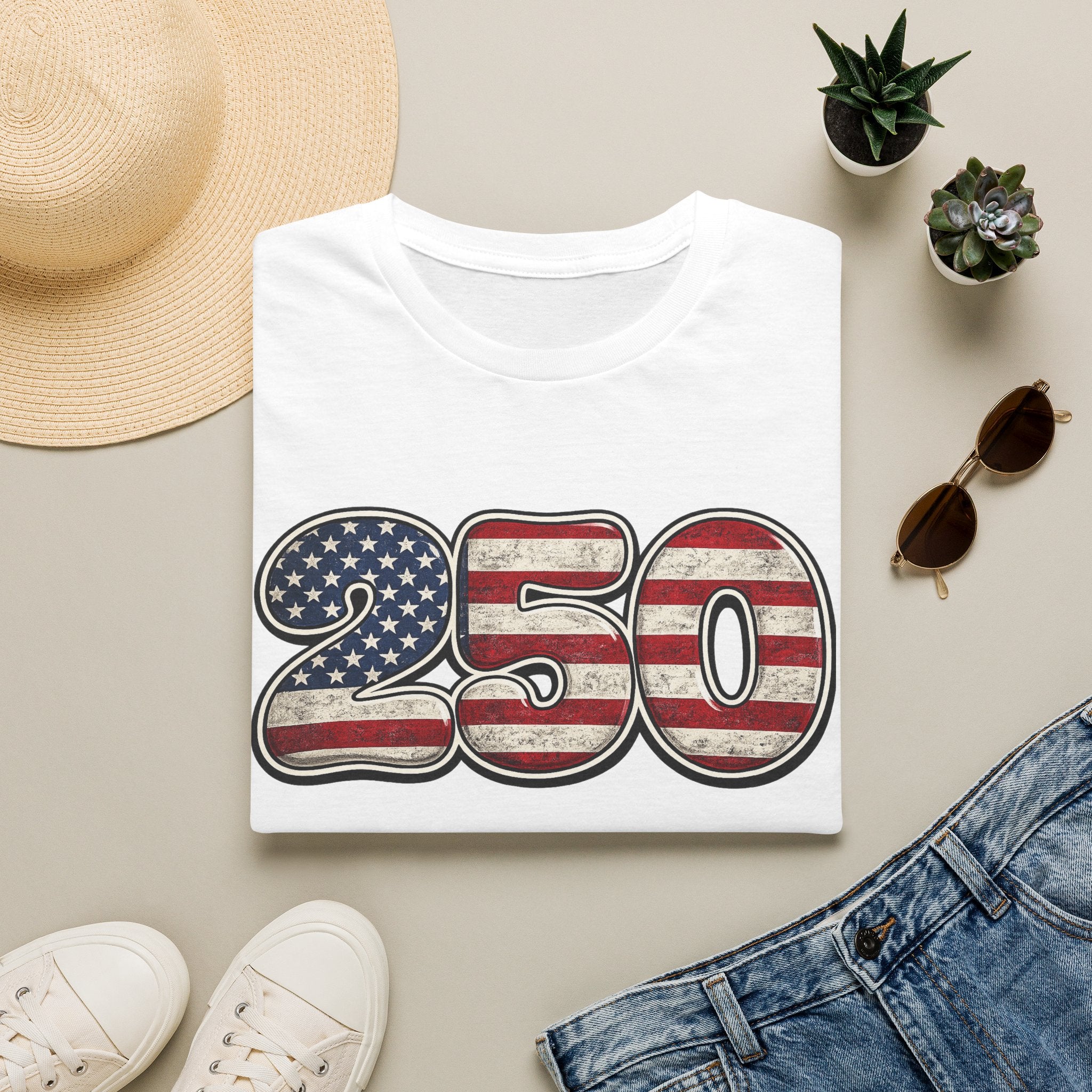 250 USA Flag T-Shirt — Patriotic Number Graphic Tee