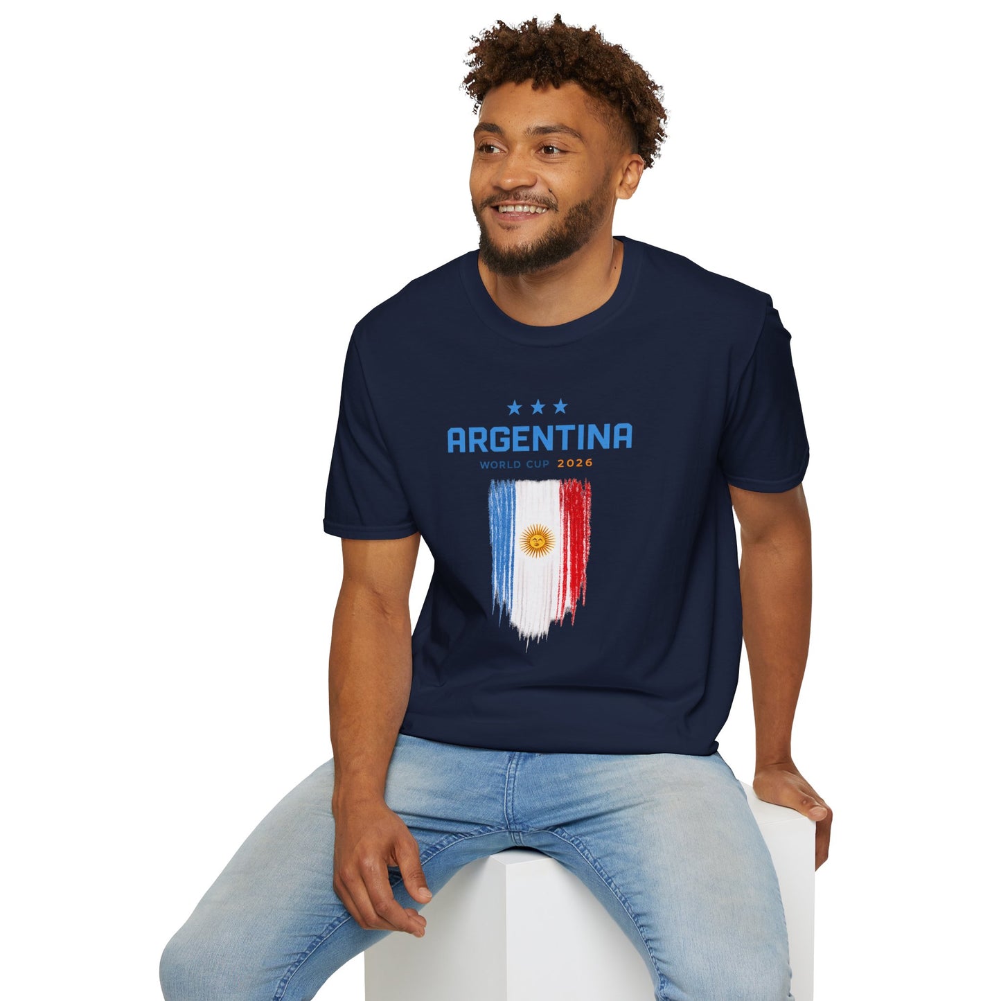 Argentina World Cup T-Shirt – Distressed Flag & Crest Soccer Tee