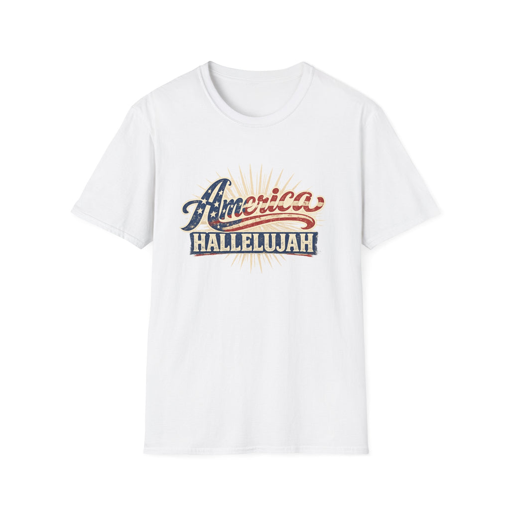 America Hallelujah T-Shirt — Patriotic USA Flag Retro Tee